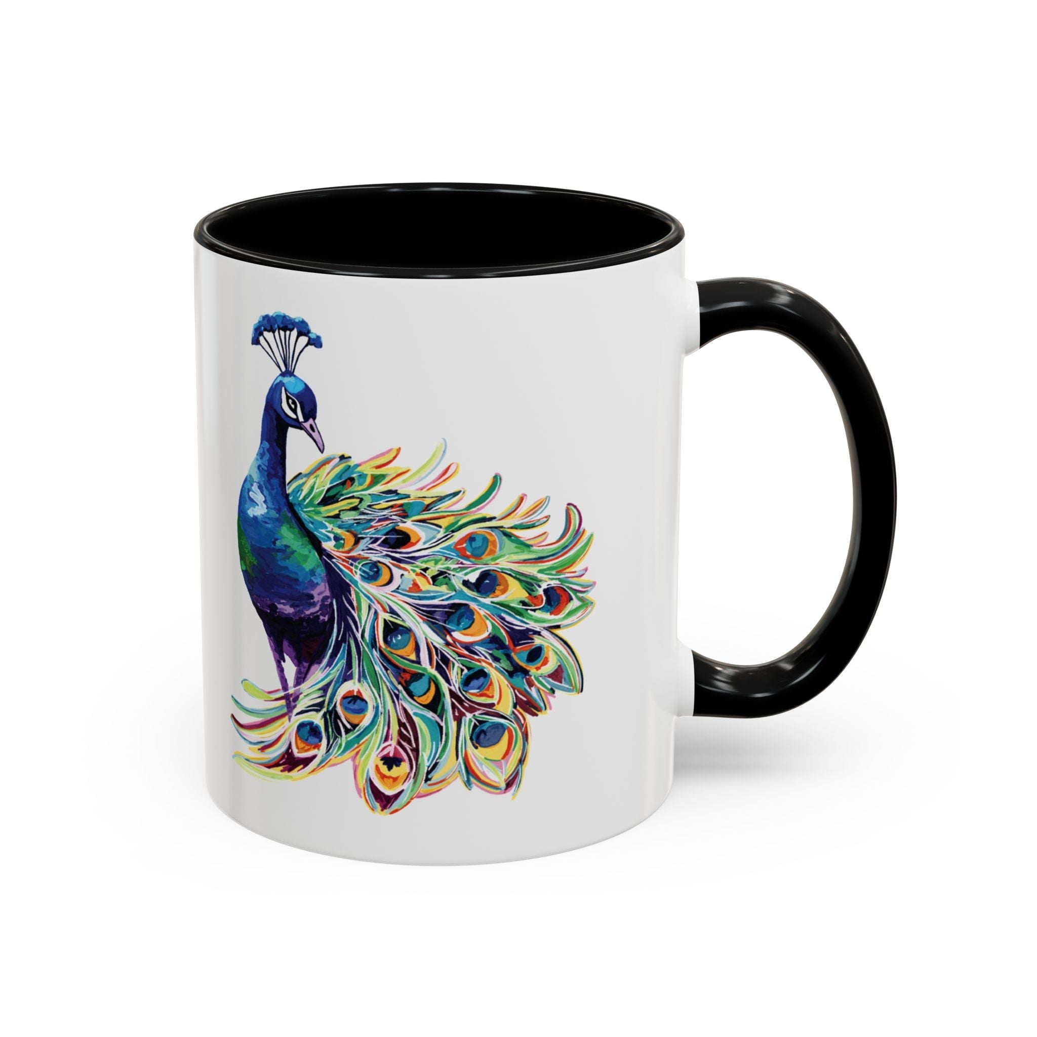 Colorful Peacock Two Tone Ceramic Coffee Mug - Blue Cava