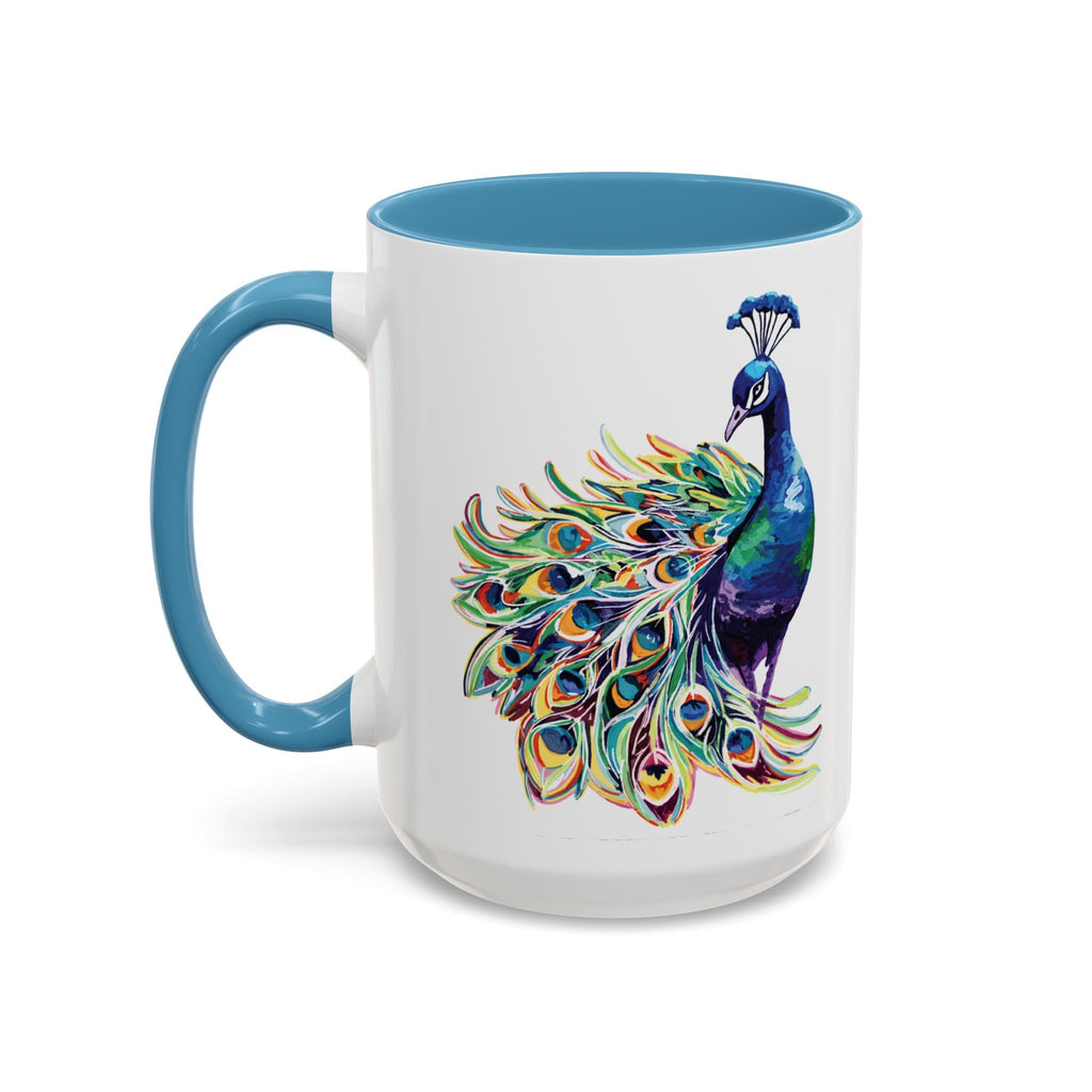 Colorful Peacock Two Tone Ceramic Coffee Mug - Blue Cava