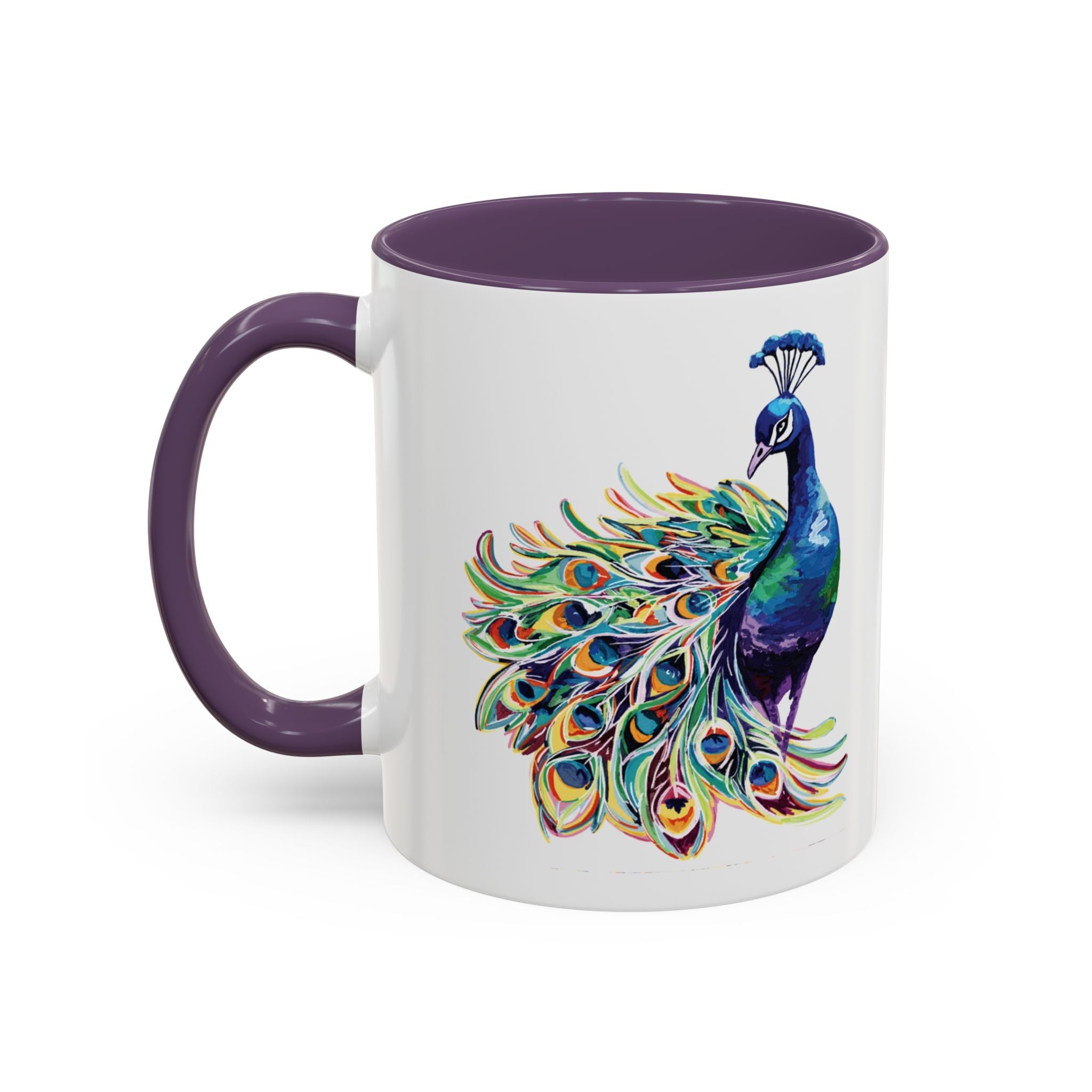 Colorful Peacock Two Tone Ceramic Coffee Mug - Blue Cava