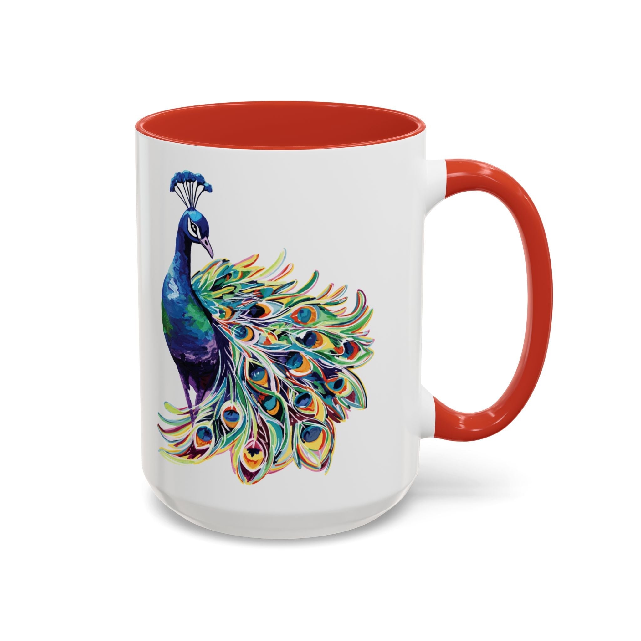 Colorful Peacock Two Tone Ceramic Coffee Mug - Blue Cava