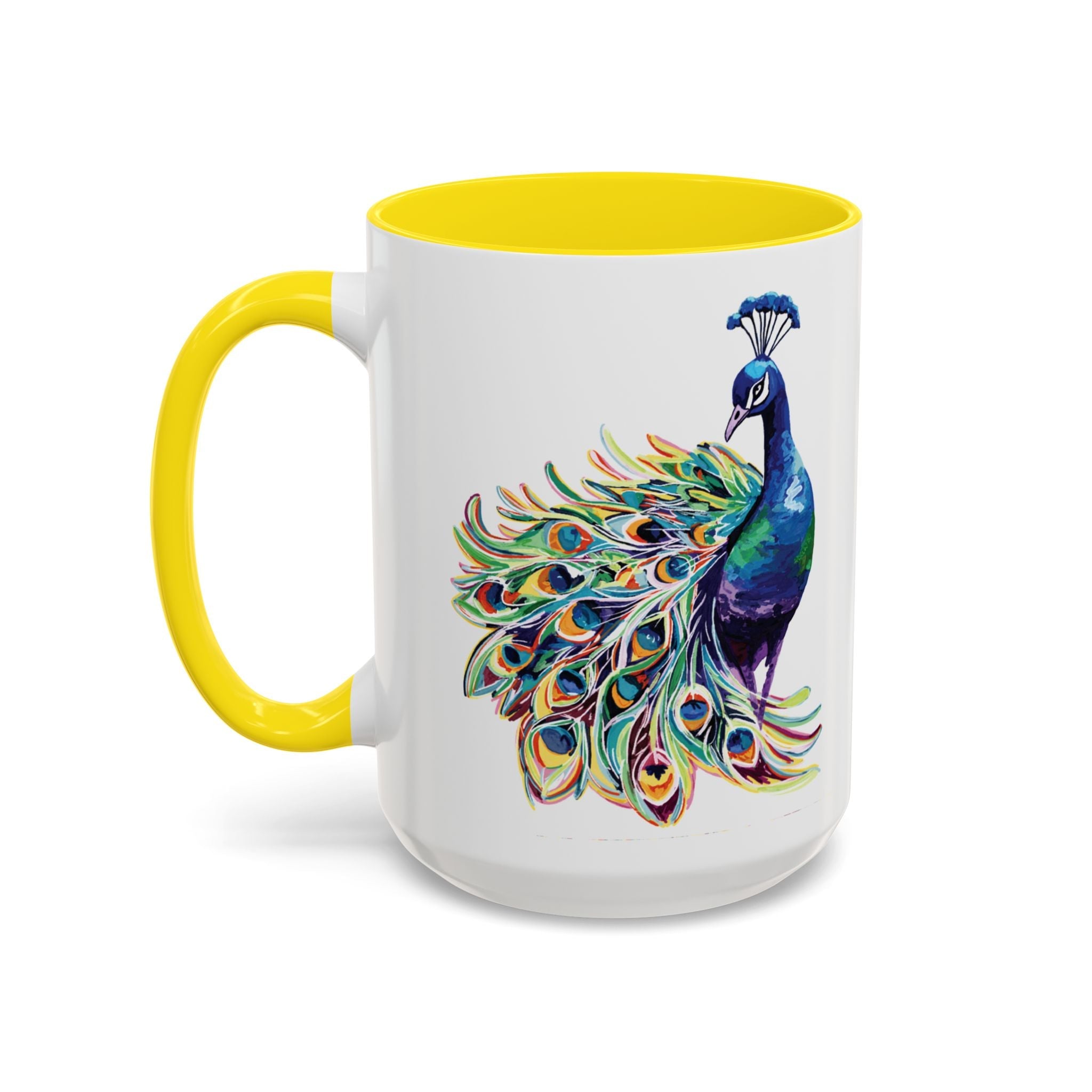 Colorful Peacock Two Tone Ceramic Coffee Mug - Blue Cava
