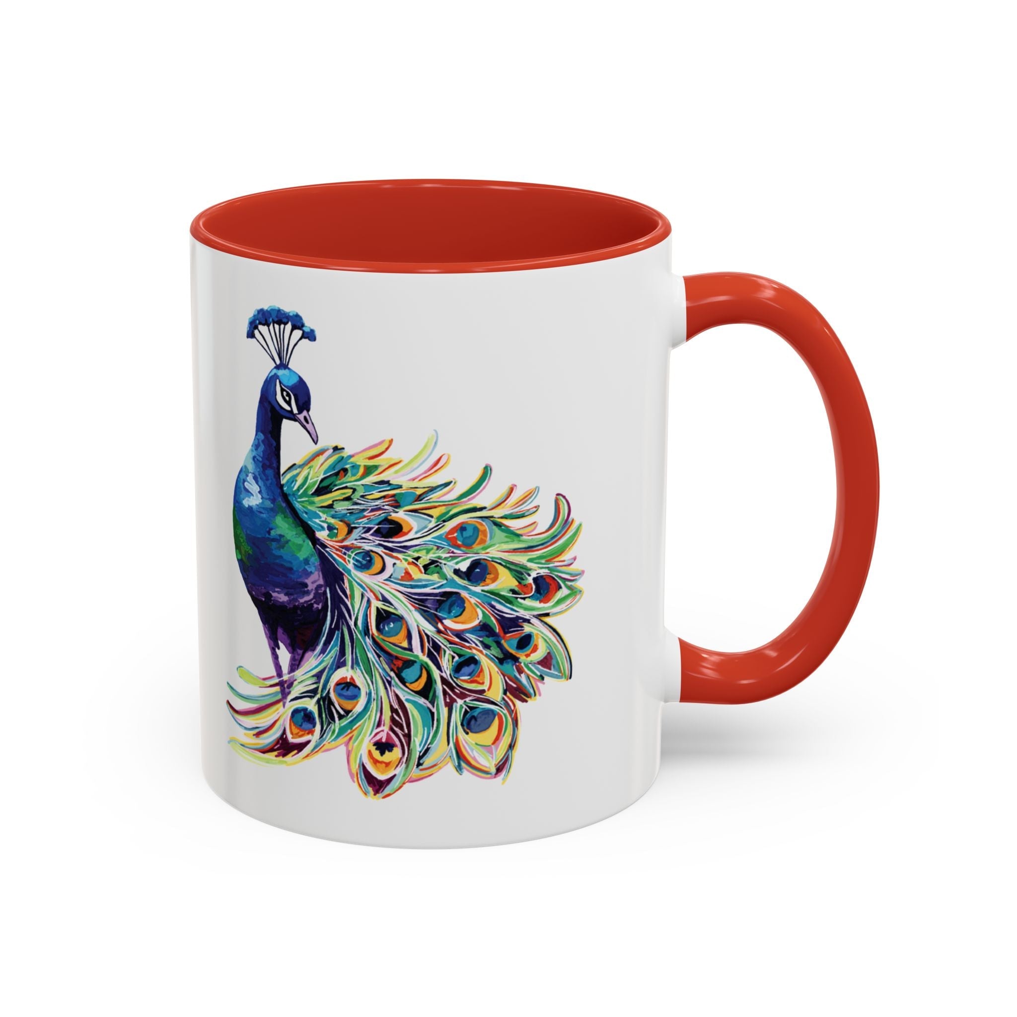 Colorful Peacock Two Tone Ceramic Coffee Mug - Blue Cava