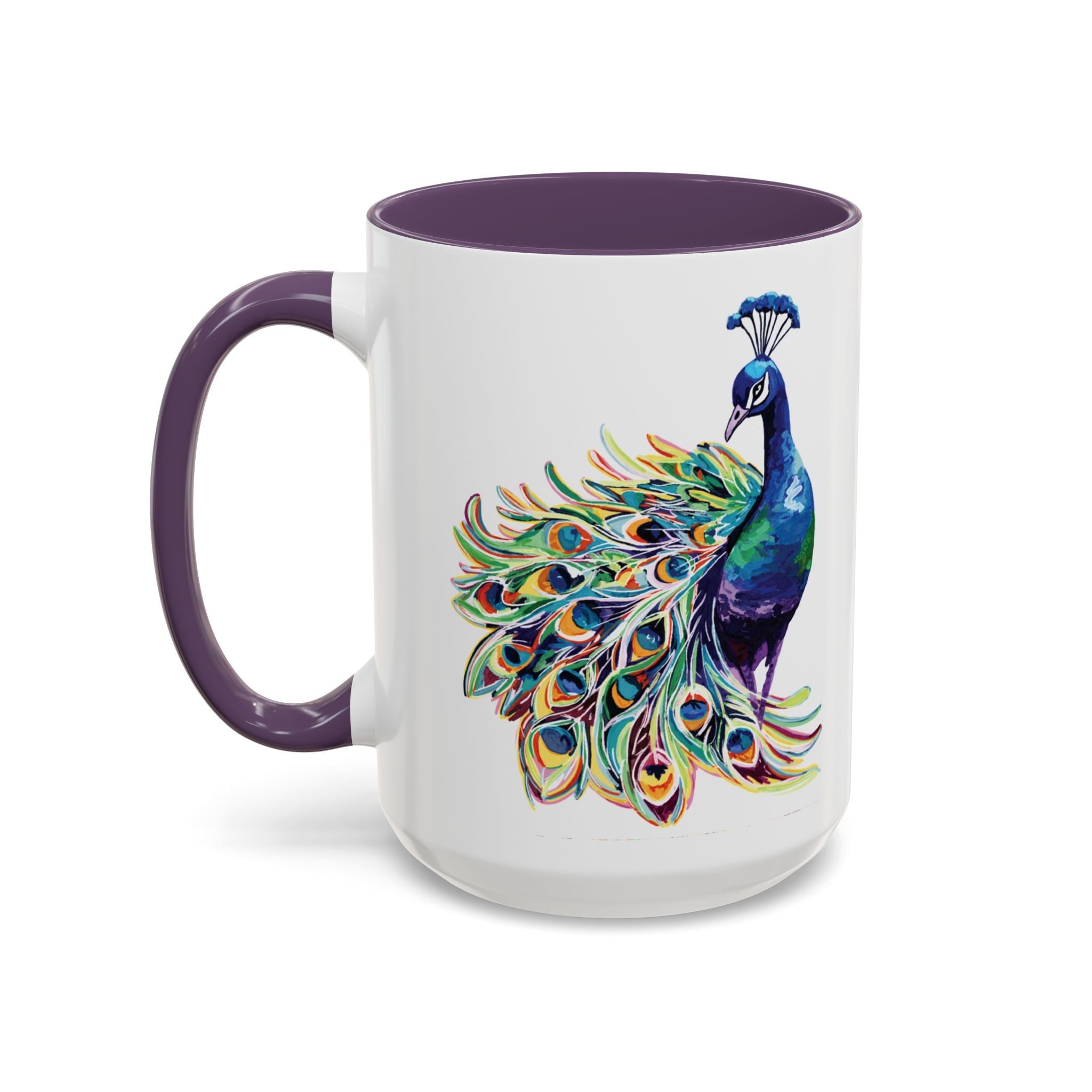 Colorful Peacock Two Tone Ceramic Coffee Mug - Blue Cava