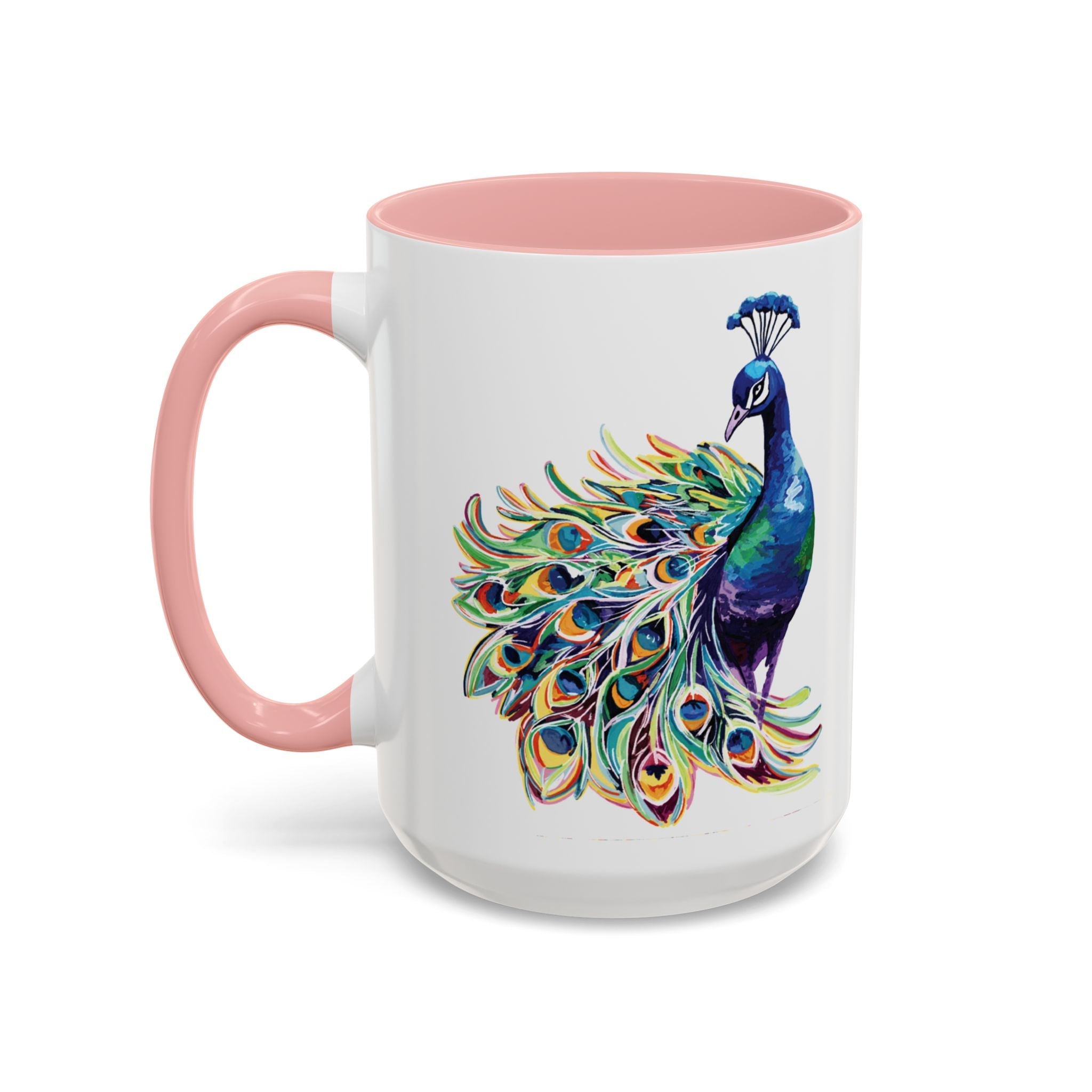 Colorful Peacock Two Tone Ceramic Coffee Mug - Blue Cava