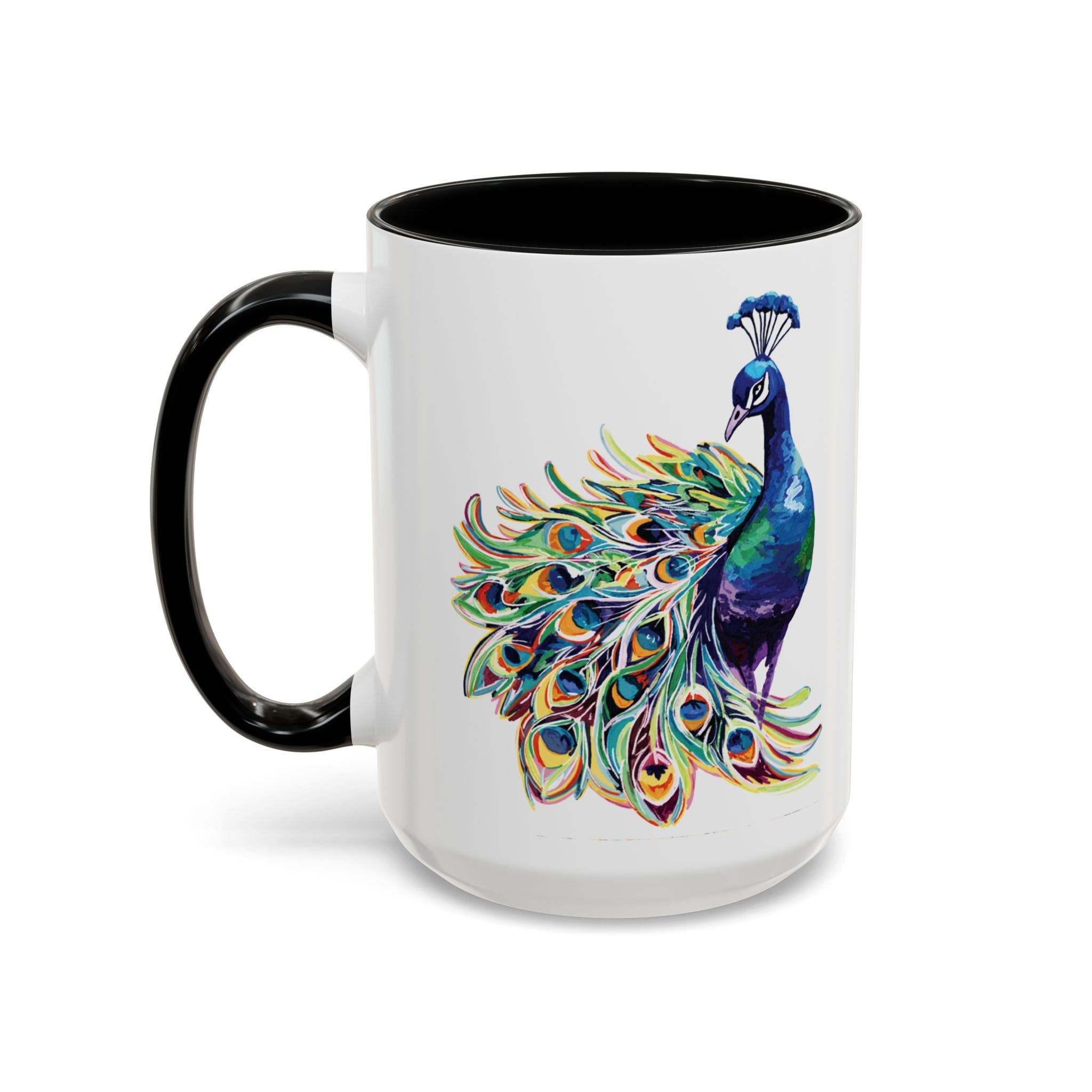 Colorful Peacock Two Tone Ceramic Coffee Mug - Blue Cava