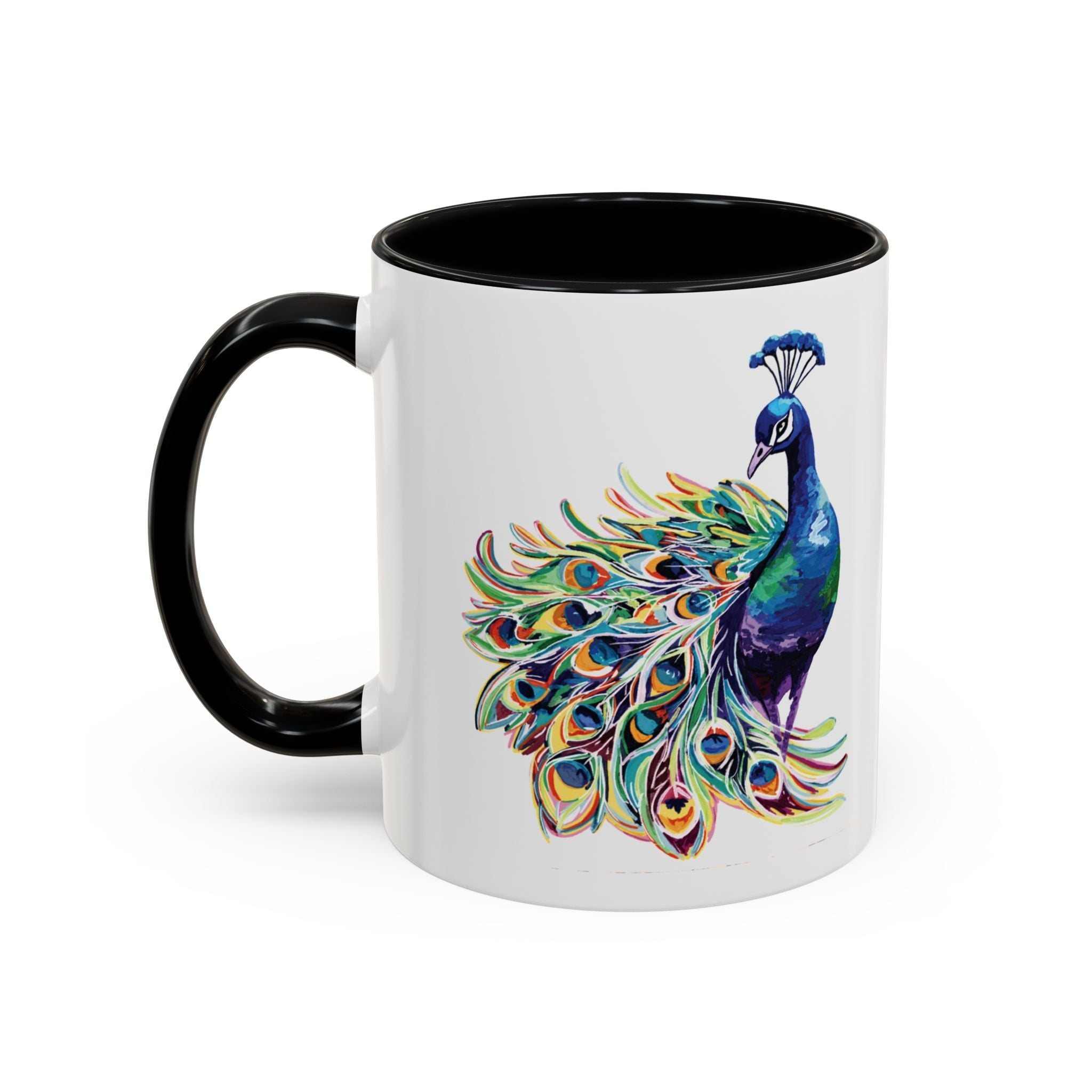 Colorful Peacock Two Tone Ceramic Coffee Mug - Blue Cava