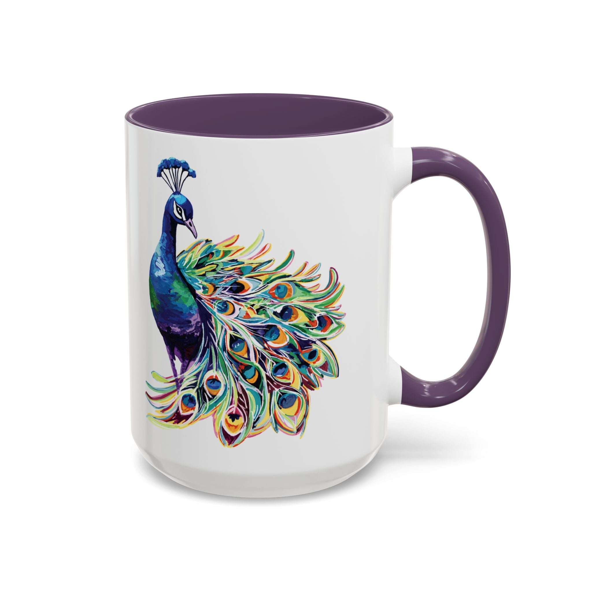 Colorful Peacock Two Tone Ceramic Coffee Mug - Blue Cava