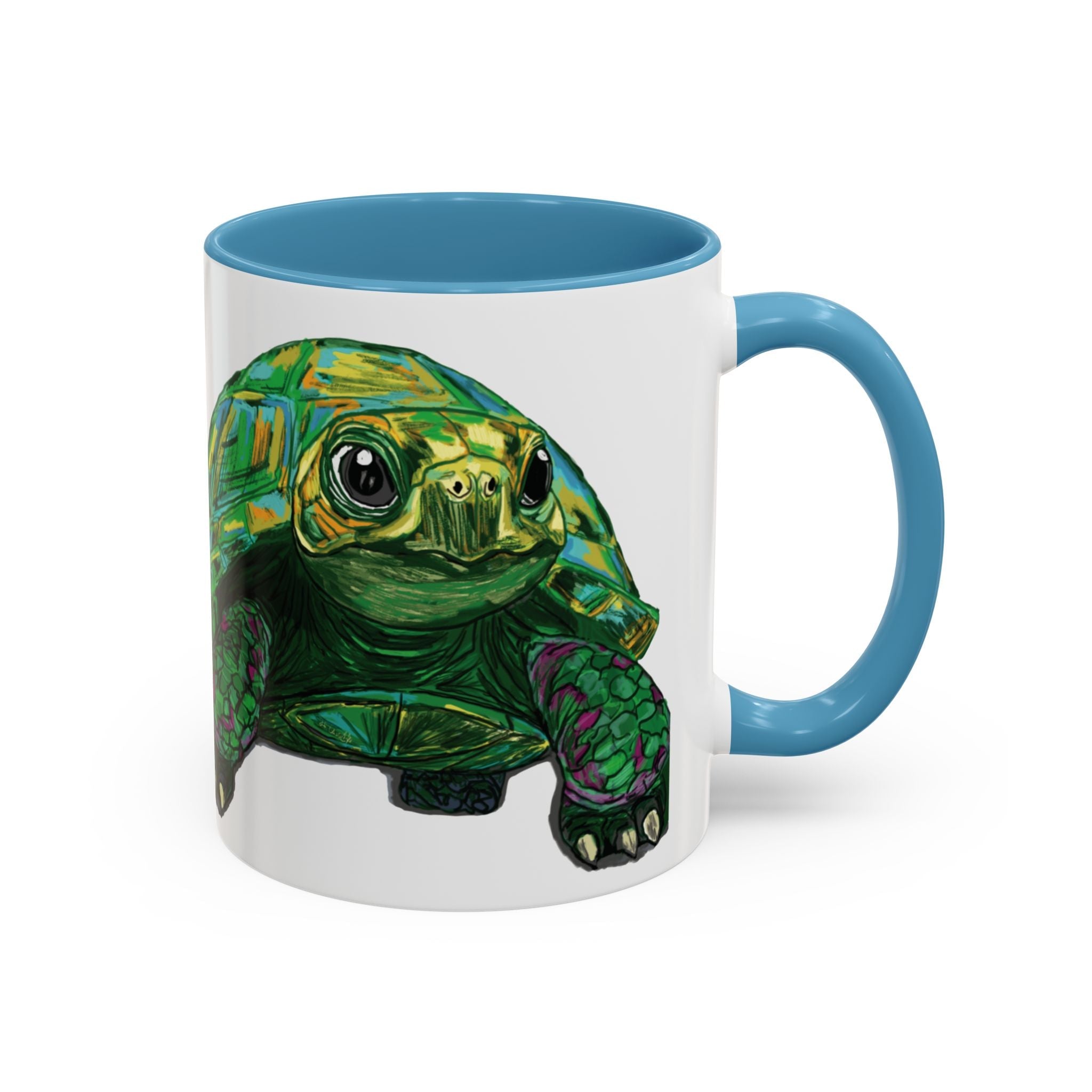 Colorful Sea Turtle Two Tone Coffee Mugs - Blue Cava