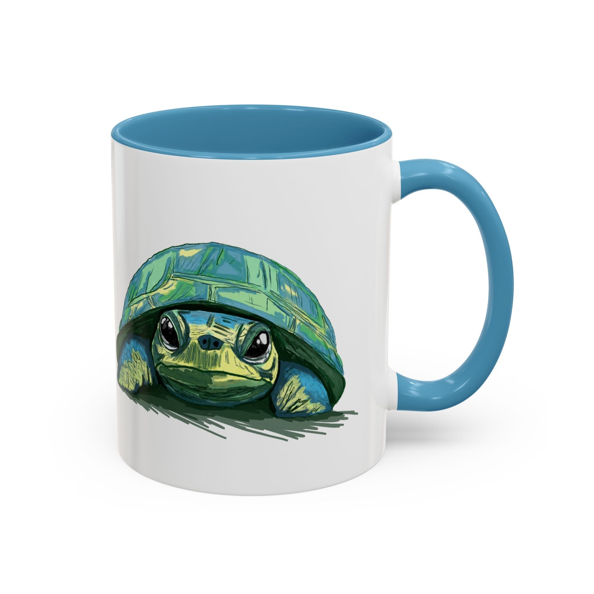 Colorful Sea Turtle Two Tone Coffee Mugs - Blue Cava