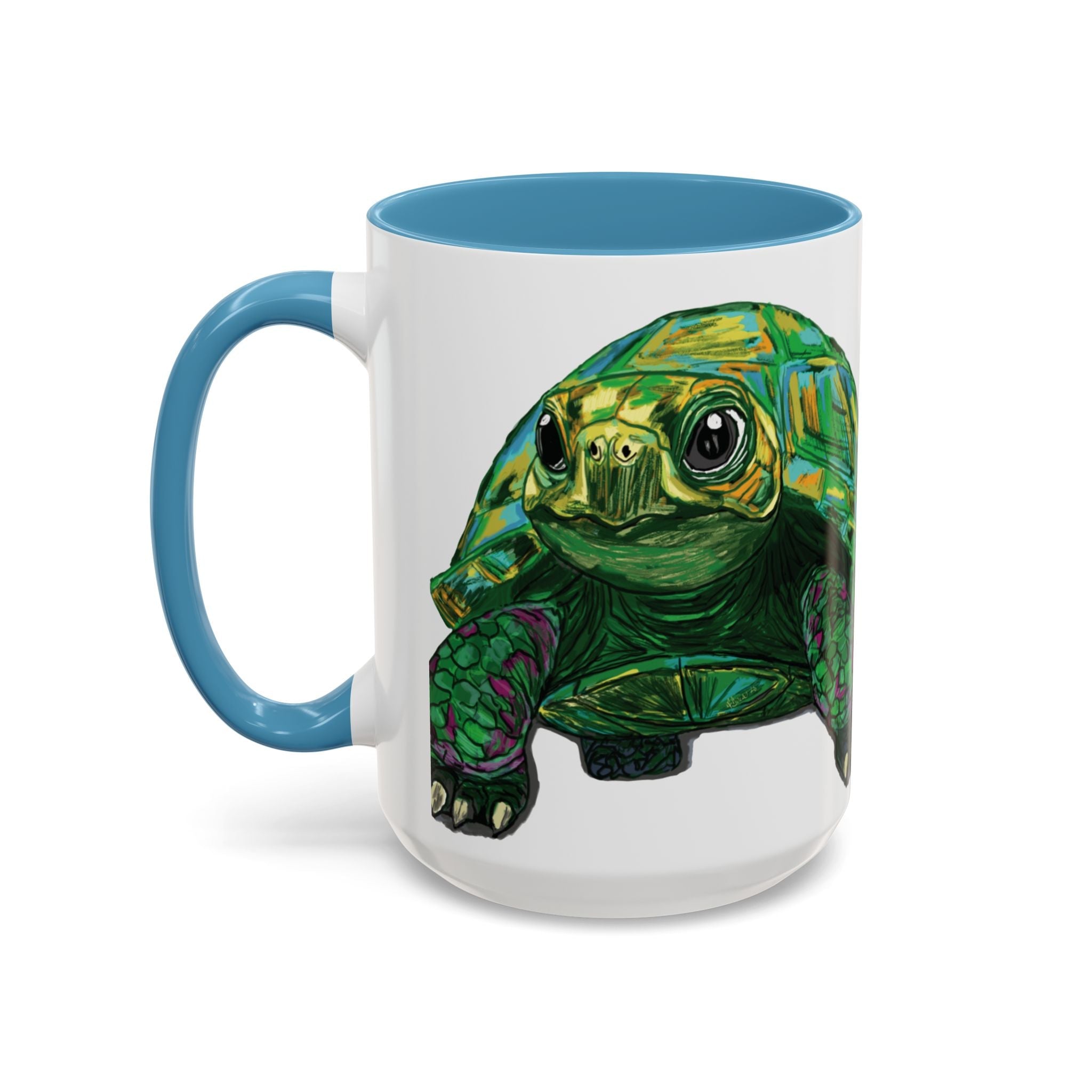 Colorful Sea Turtle Two Tone Coffee Mugs - Blue Cava