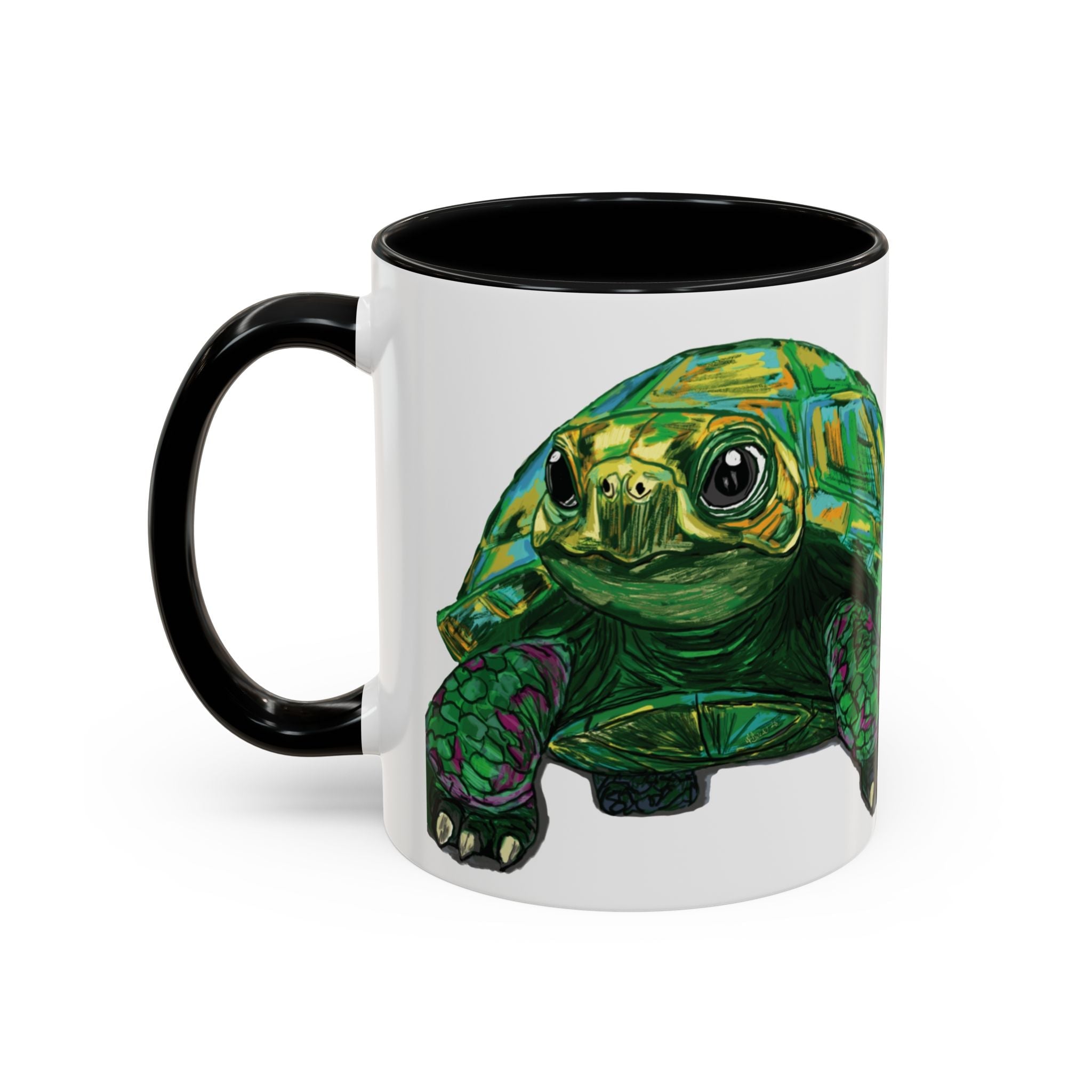 Colorful Sea Turtle Two Tone Coffee Mugs - Blue Cava