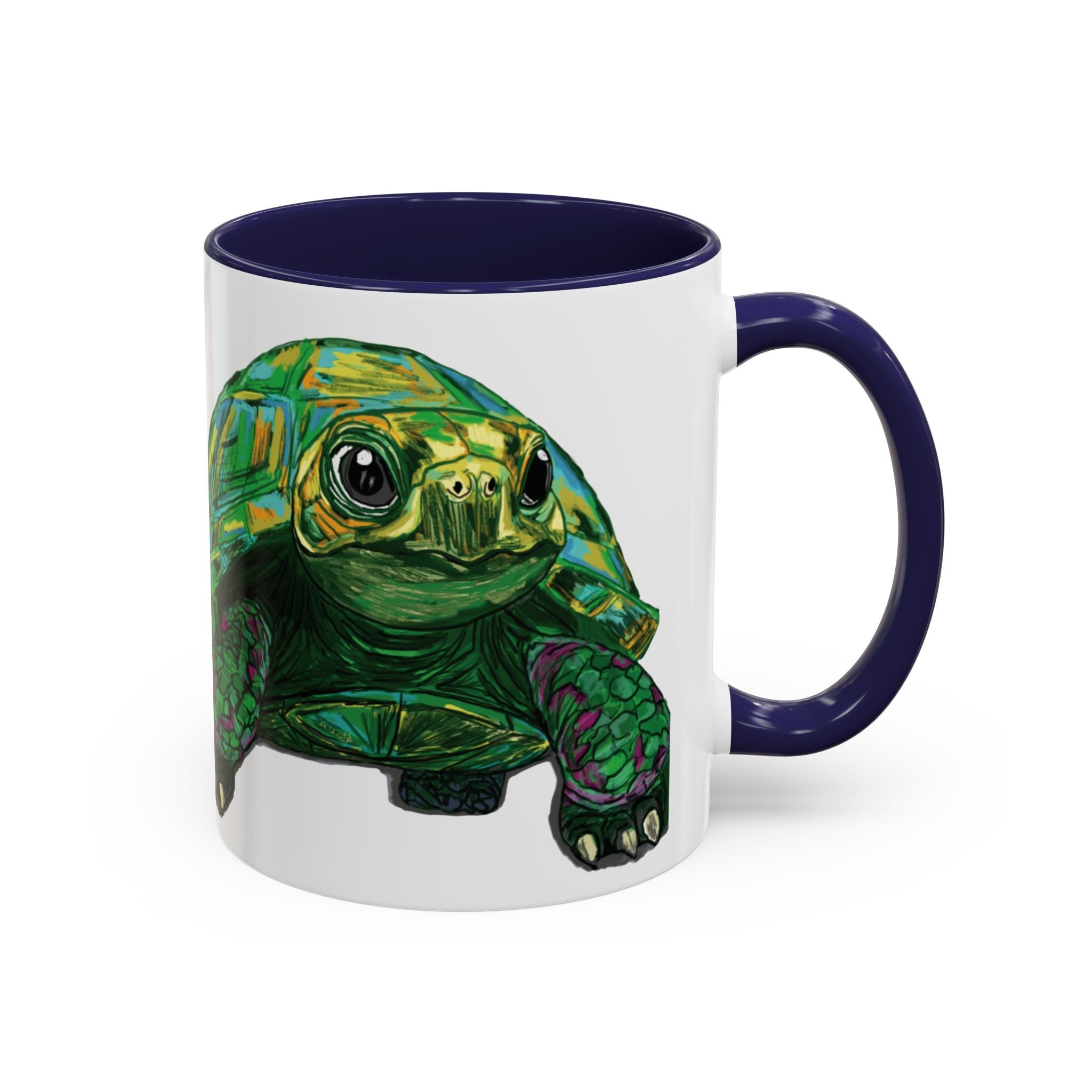 Colorful Sea Turtle Two Tone Coffee Mugs - Blue Cava