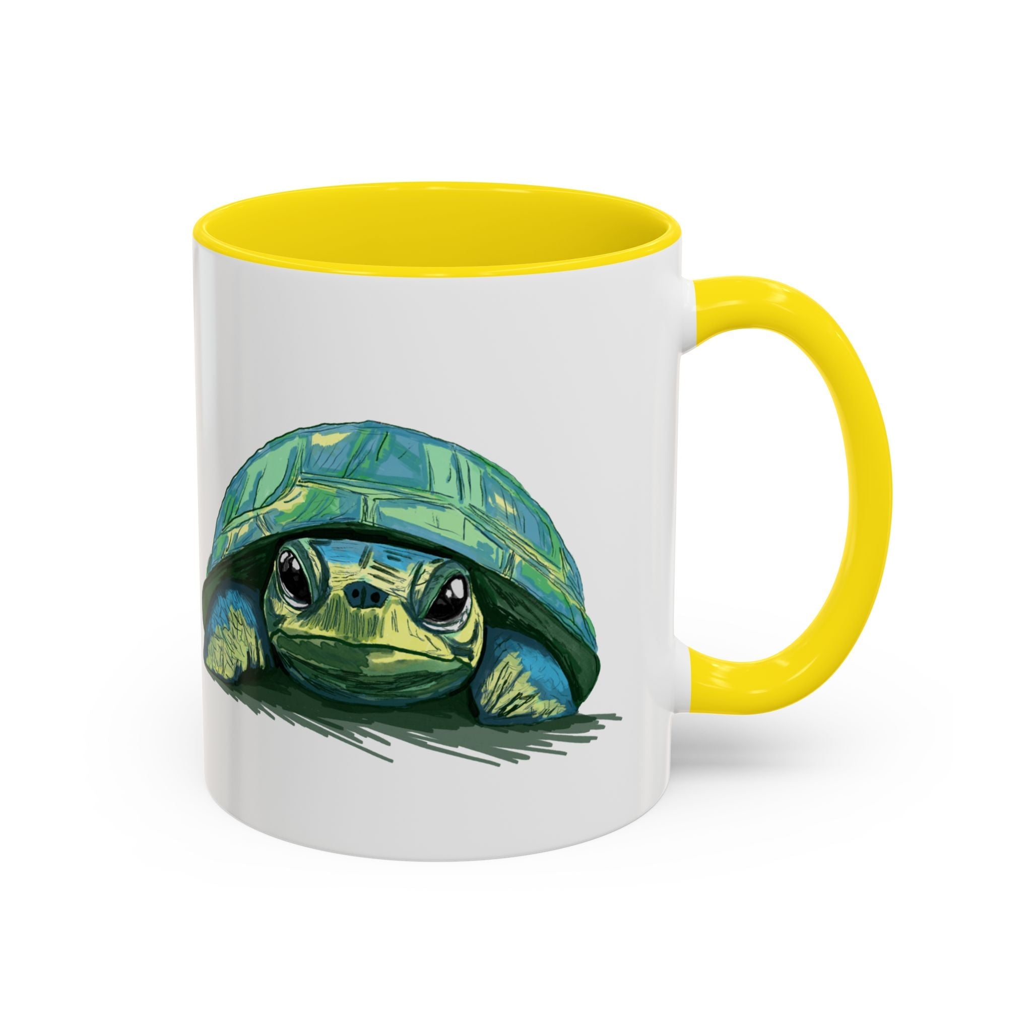Colorful Sea Turtle Two Tone Coffee Mugs - Blue Cava