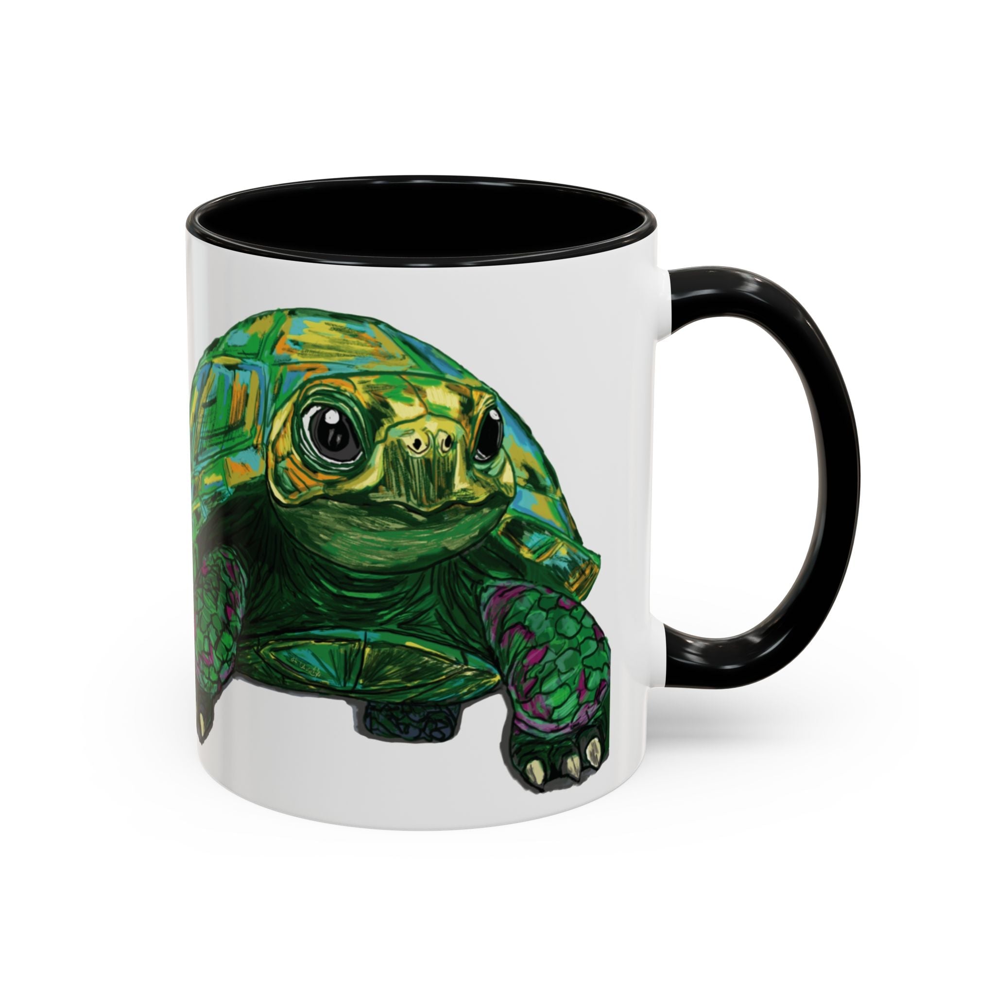 Colorful Sea Turtle Two Tone Coffee Mugs - Blue Cava