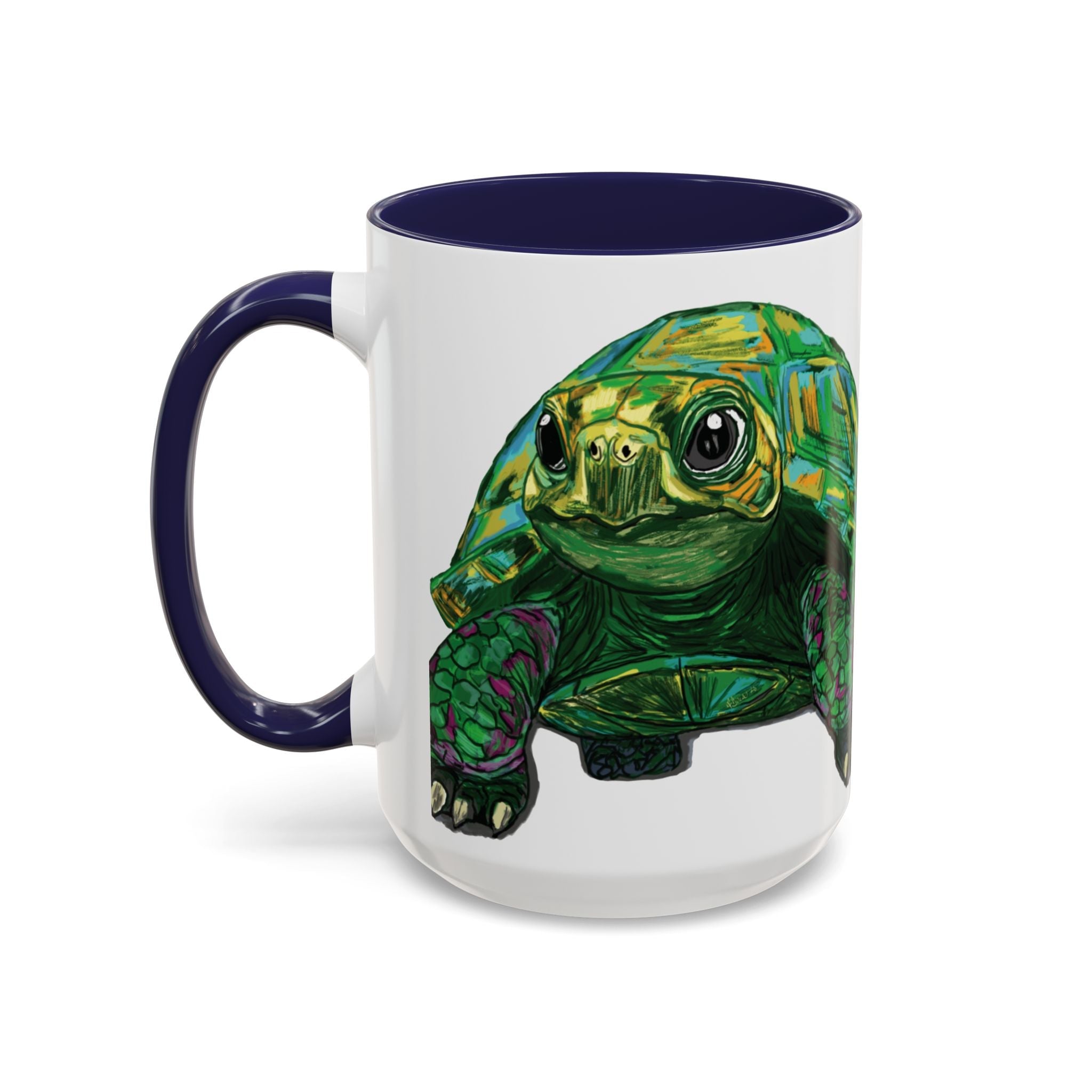 Colorful Sea Turtle Two Tone Coffee Mugs - Blue Cava