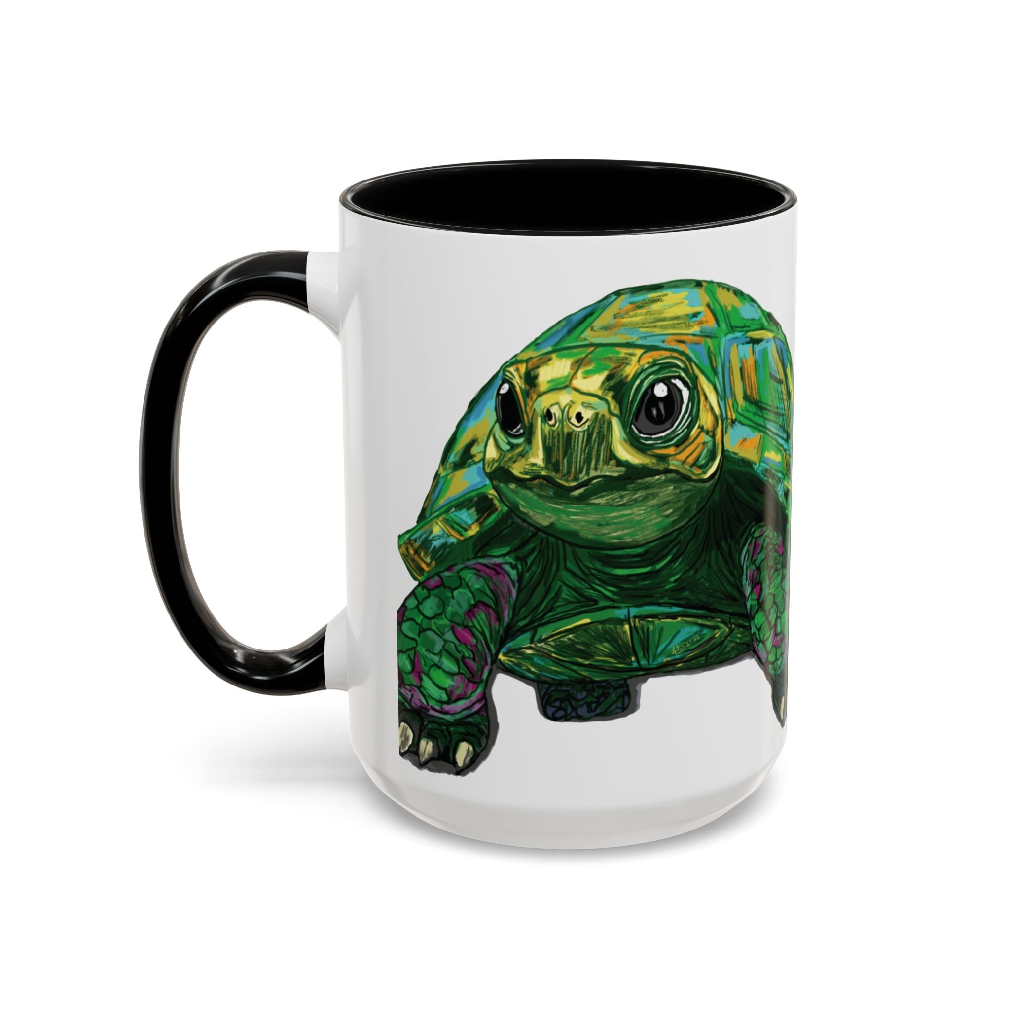 Colorful Sea Turtle Two Tone Coffee Mugs - Blue Cava