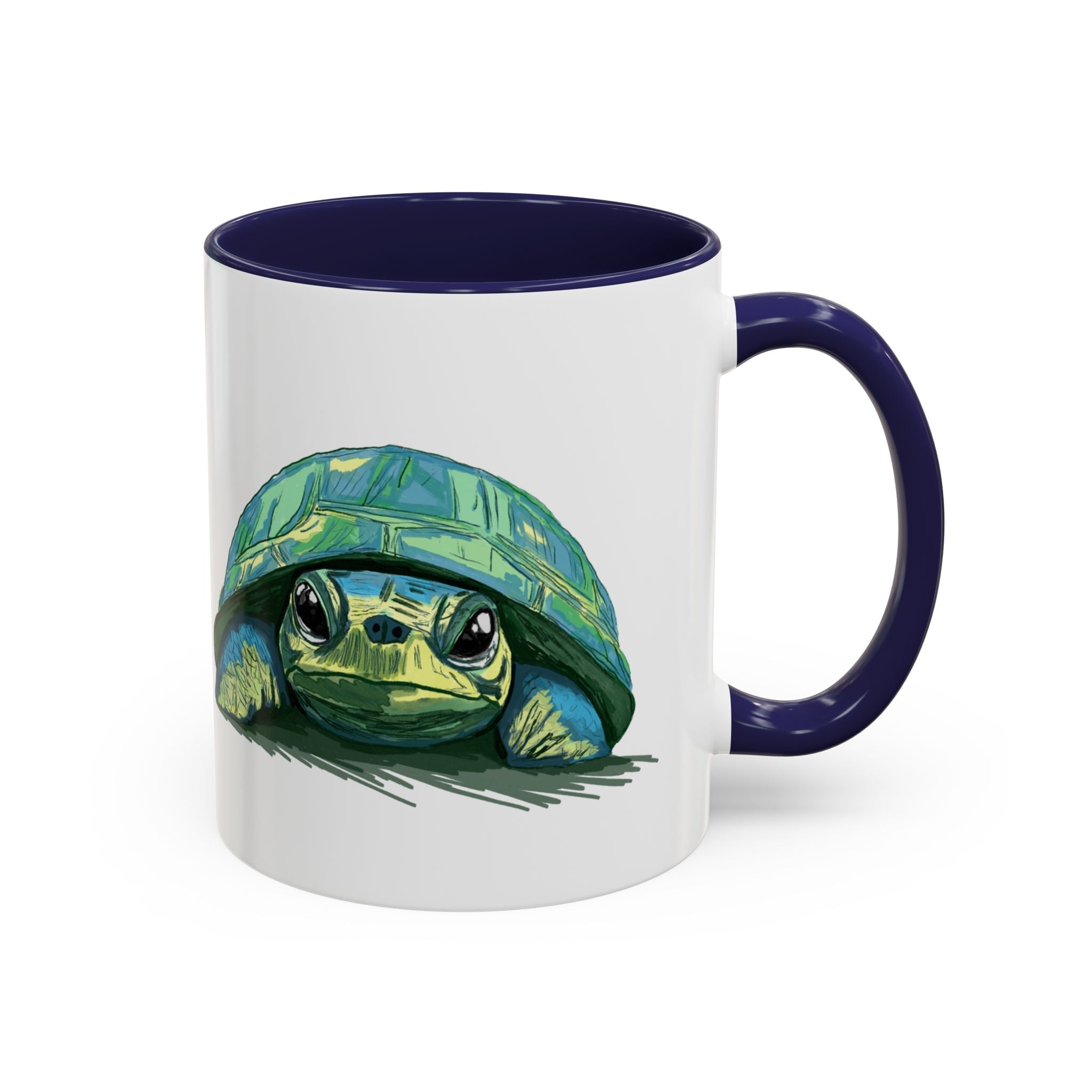 Colorful Sea Turtle Two Tone Coffee Mugs - Blue Cava