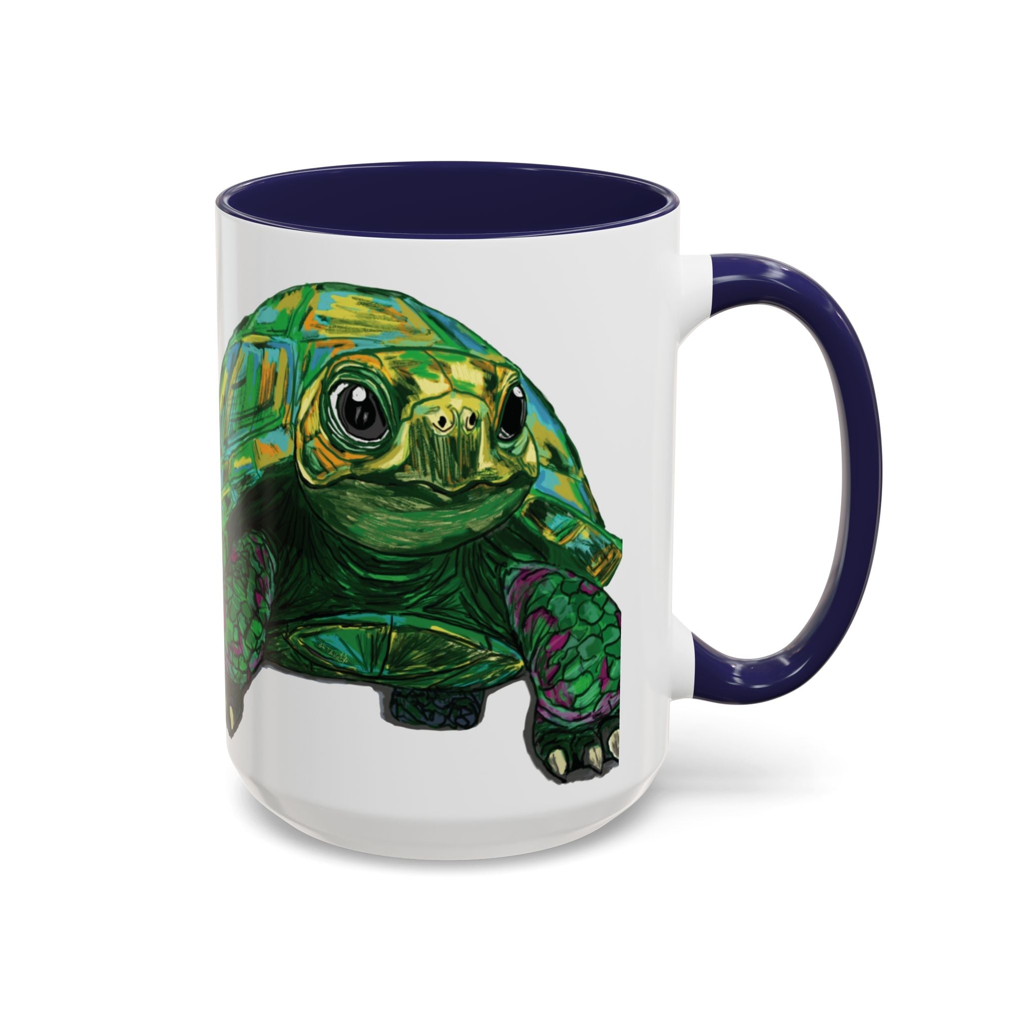 Colorful Sea Turtle Two Tone Coffee Mugs - Blue Cava