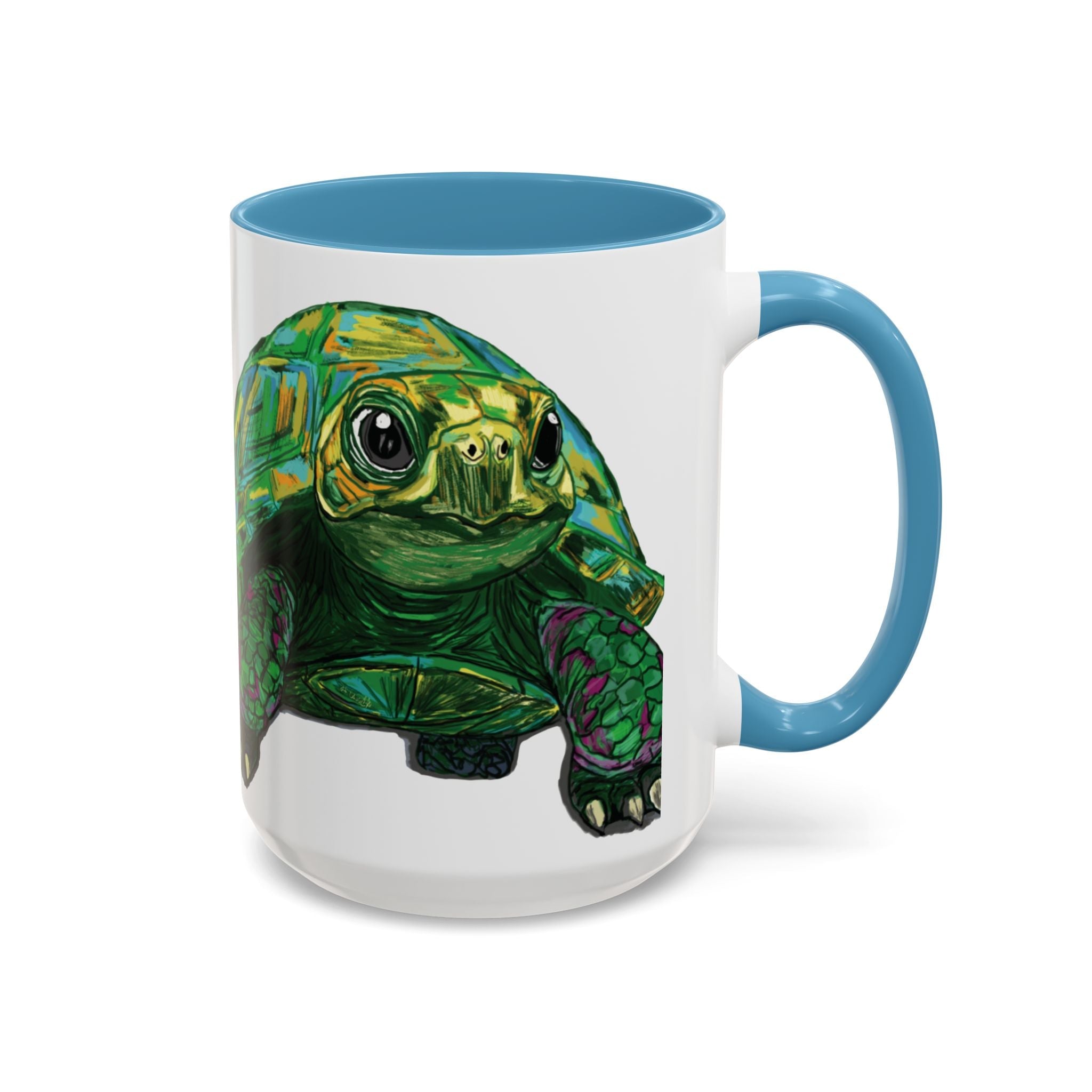 Colorful Sea Turtle Two Tone Coffee Mugs - Blue Cava