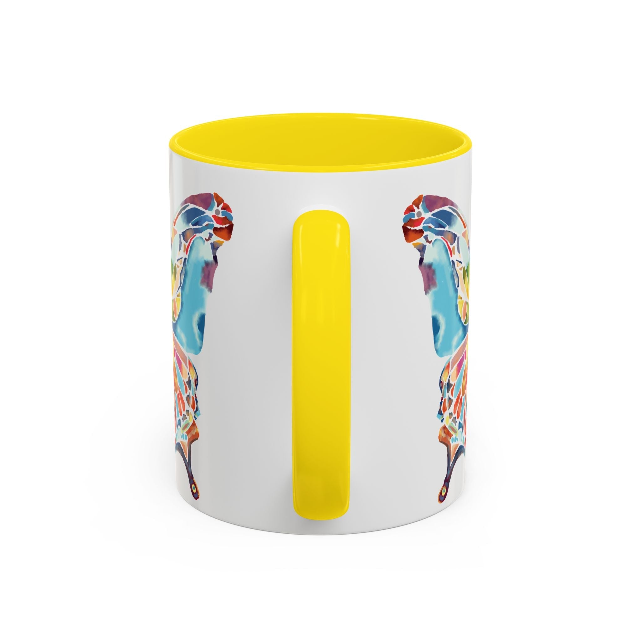 Colorful Watercolor Butterfly Two Tone Ceramic Coffee Mugs - Blue Cava