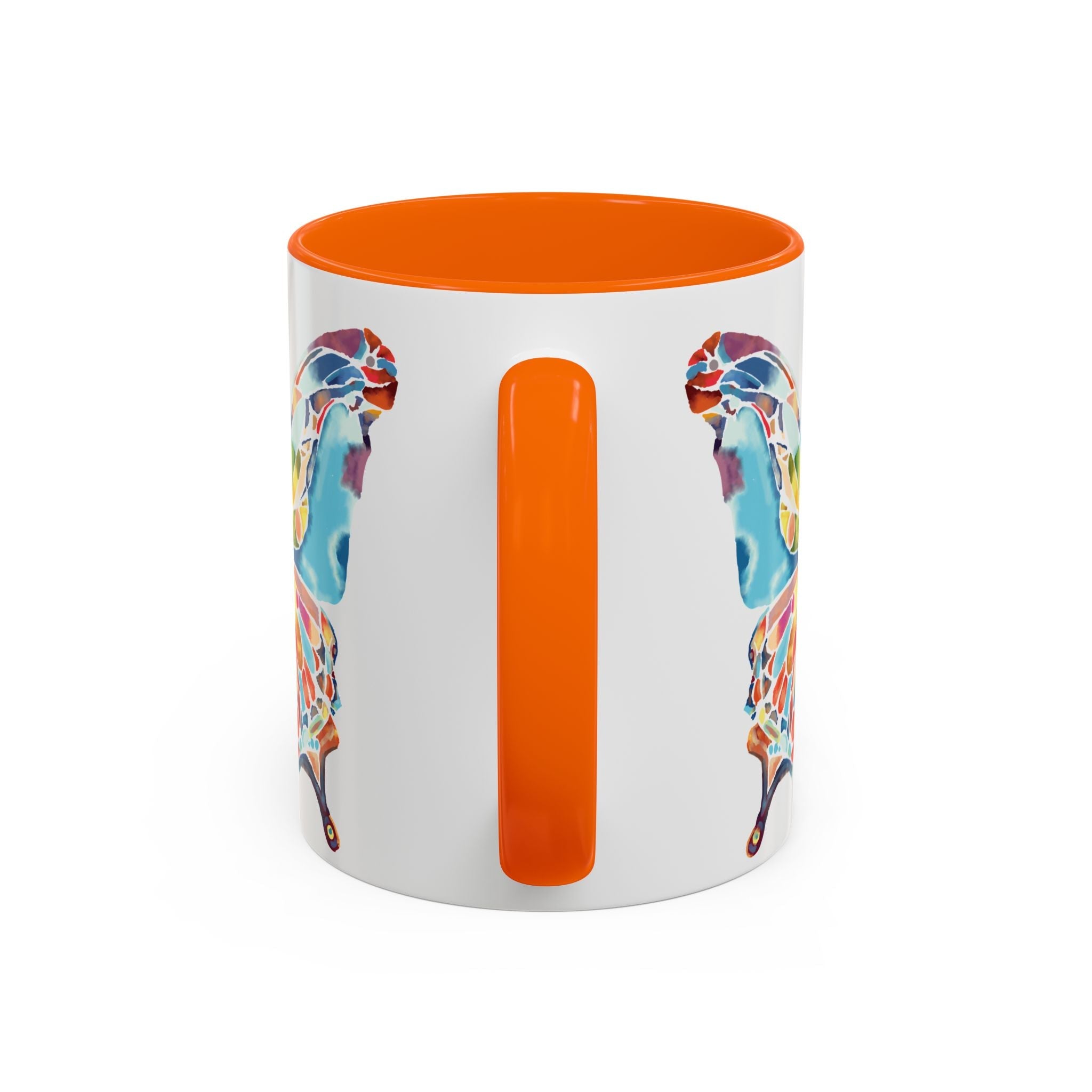 Colorful Watercolor Butterfly Two Tone Ceramic Coffee Mugs - Blue Cava