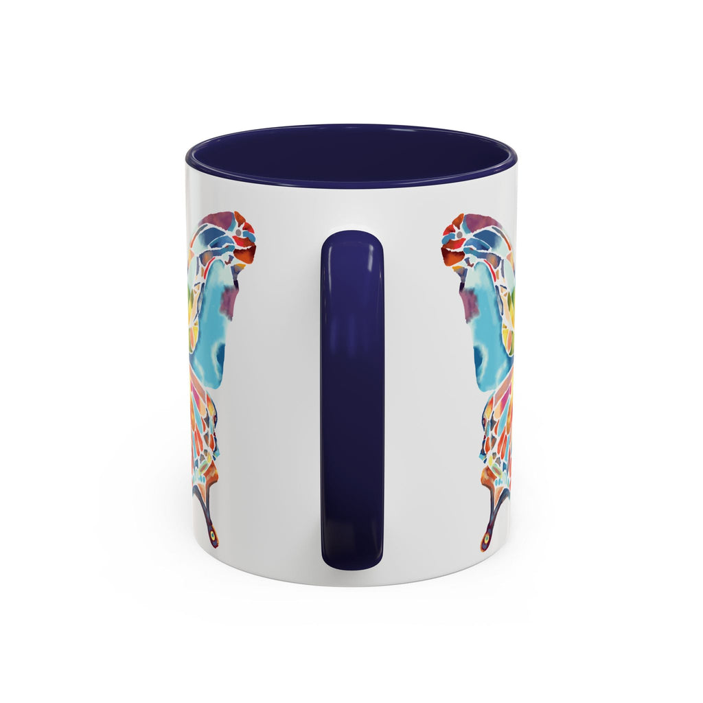 Colorful Watercolor Butterfly Two Tone Ceramic Coffee Mugs - Blue Cava