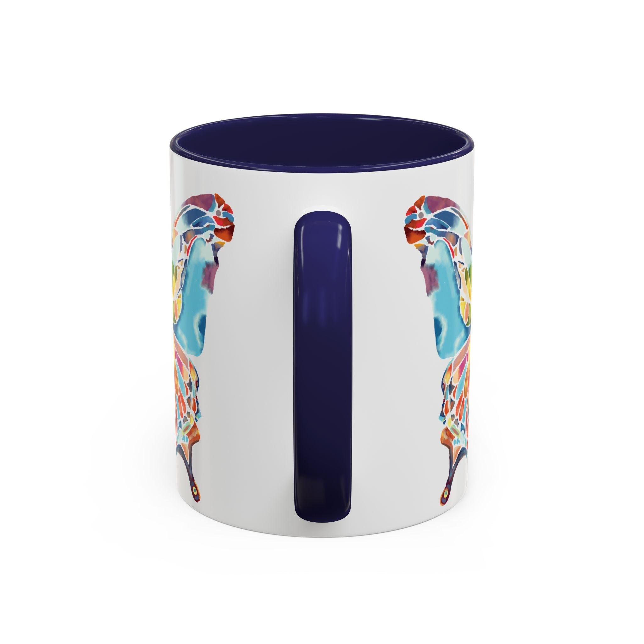 Colorful Watercolor Butterfly Two Tone Ceramic Coffee Mugs - Blue Cava