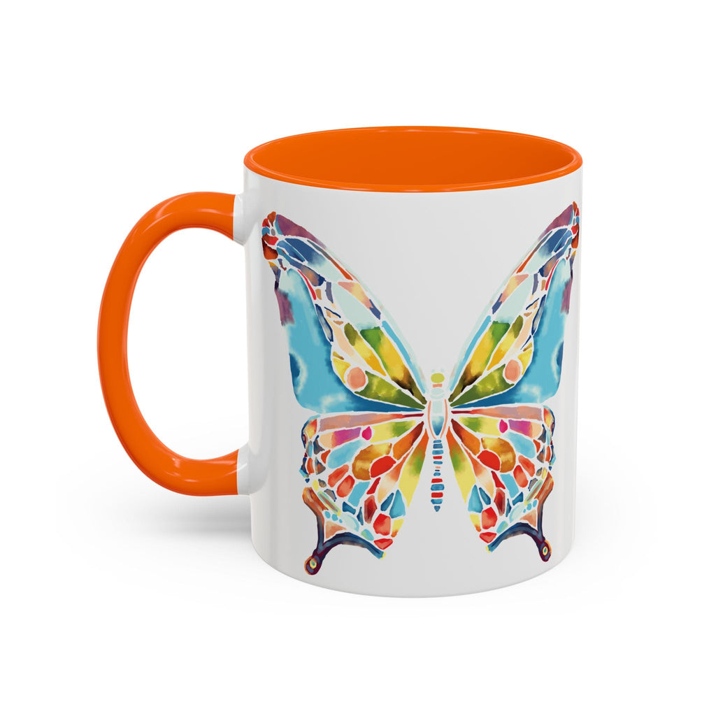 Colorful Watercolor Butterfly Two Tone Ceramic Coffee Mugs - Blue Cava