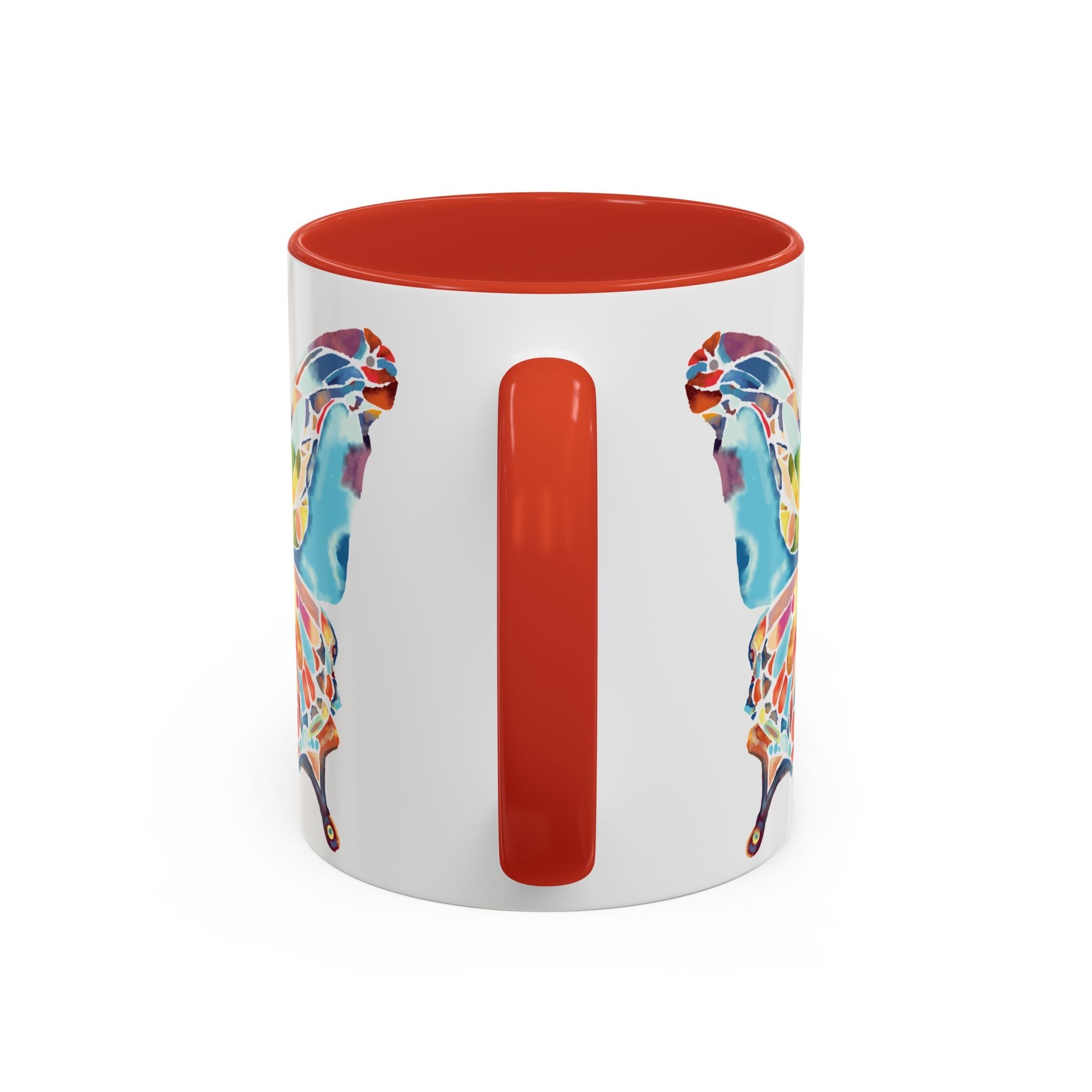 Colorful Watercolor Butterfly Two Tone Ceramic Coffee Mugs - Blue Cava