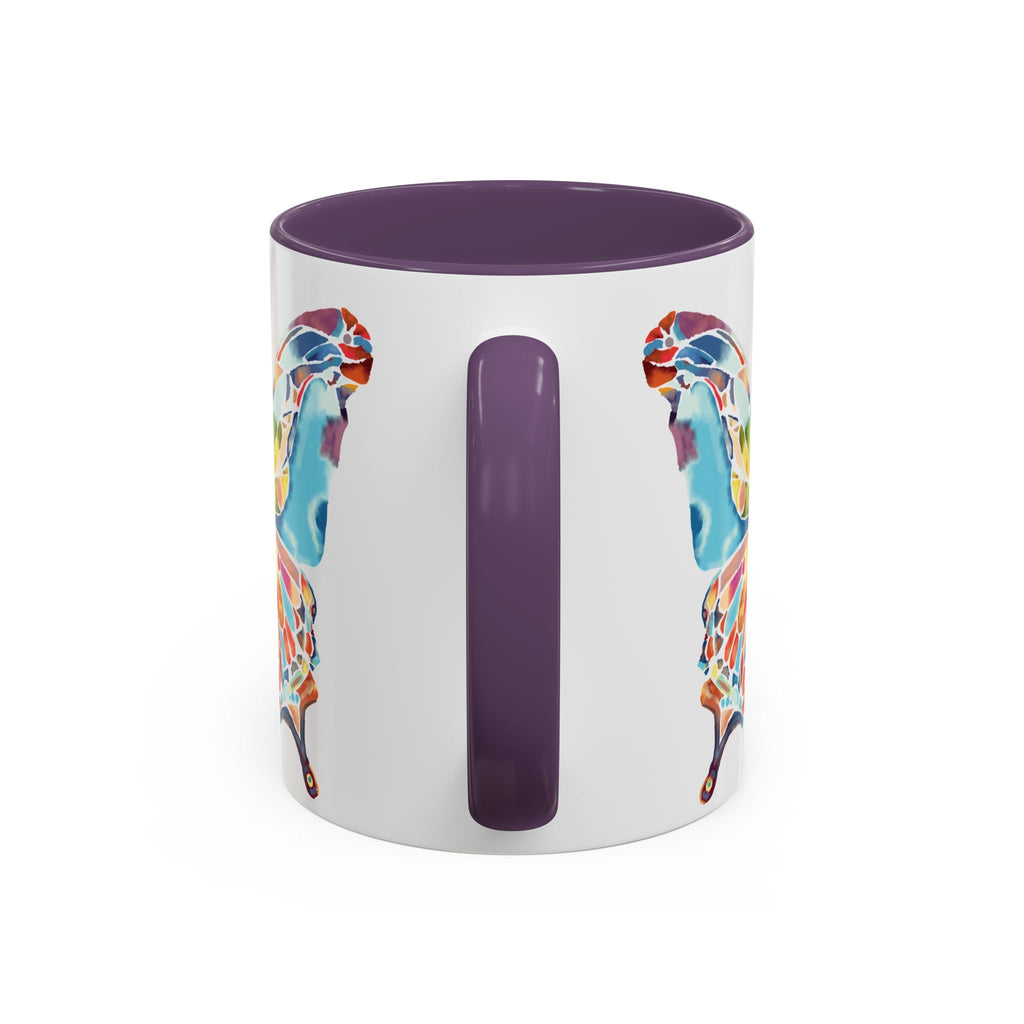 Colorful Watercolor Butterfly Two Tone Ceramic Coffee Mugs - Blue Cava