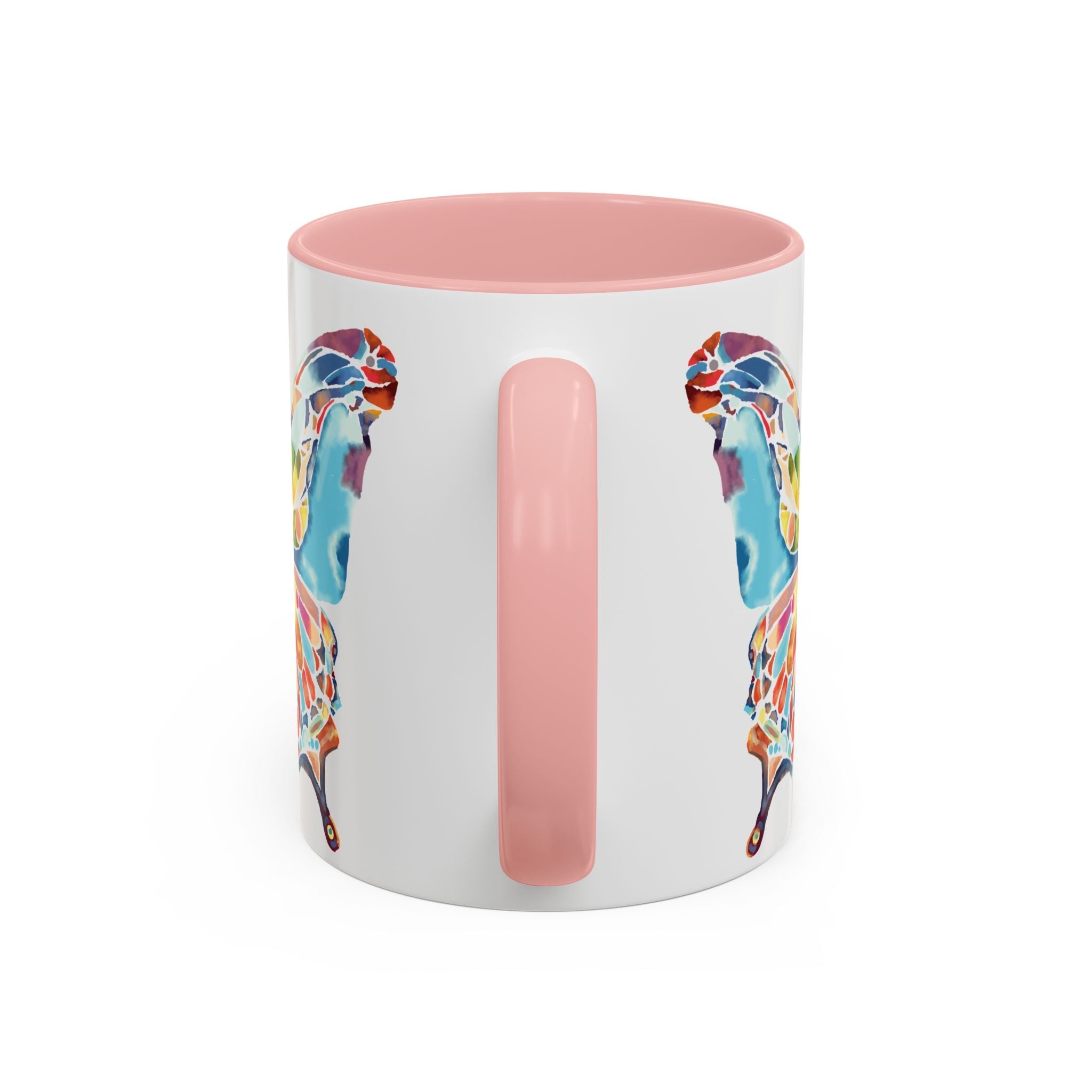 Colorful Watercolor Butterfly Two Tone Ceramic Coffee Mugs - Blue Cava