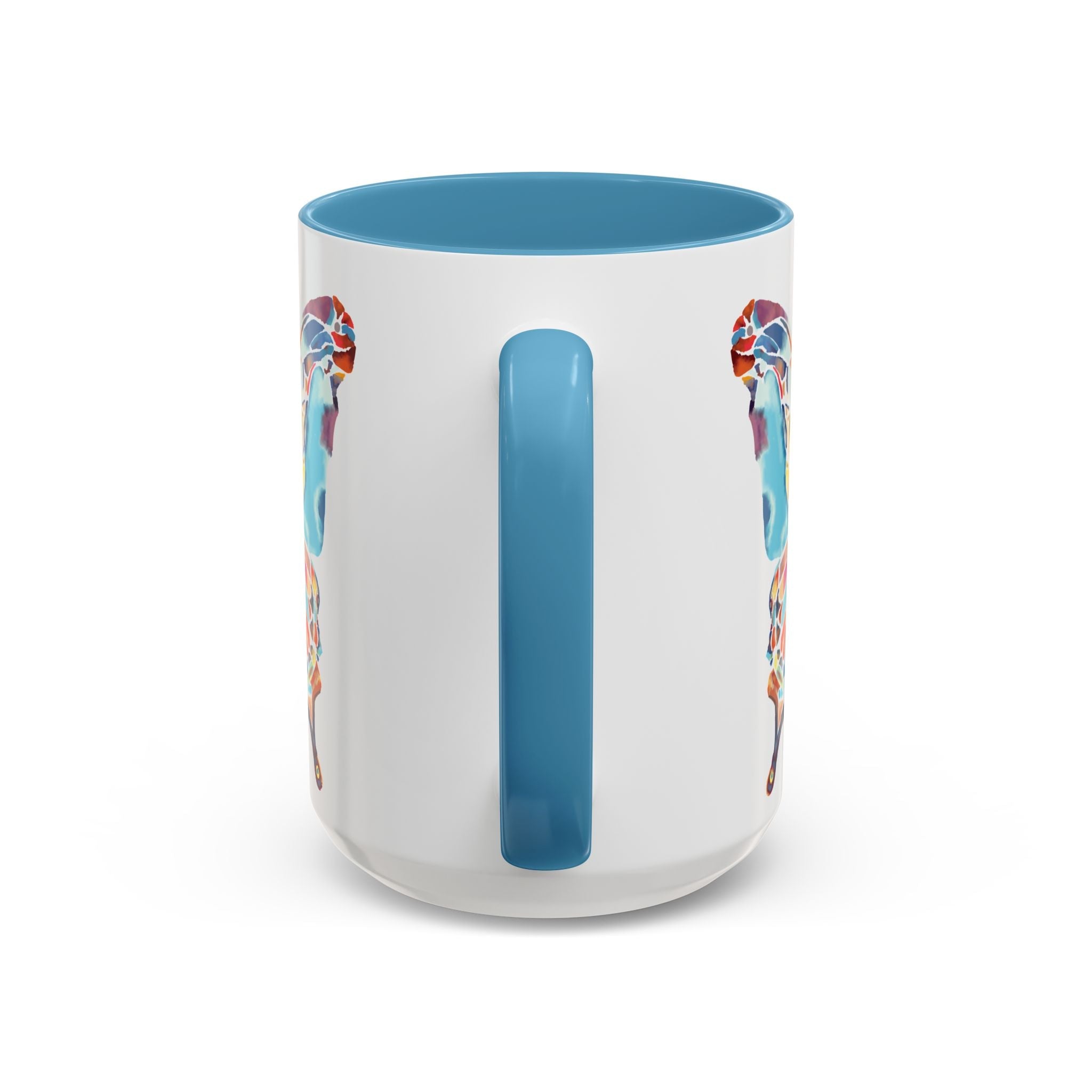 Colorful Watercolor Butterfly Two Tone Ceramic Coffee Mugs - Blue Cava