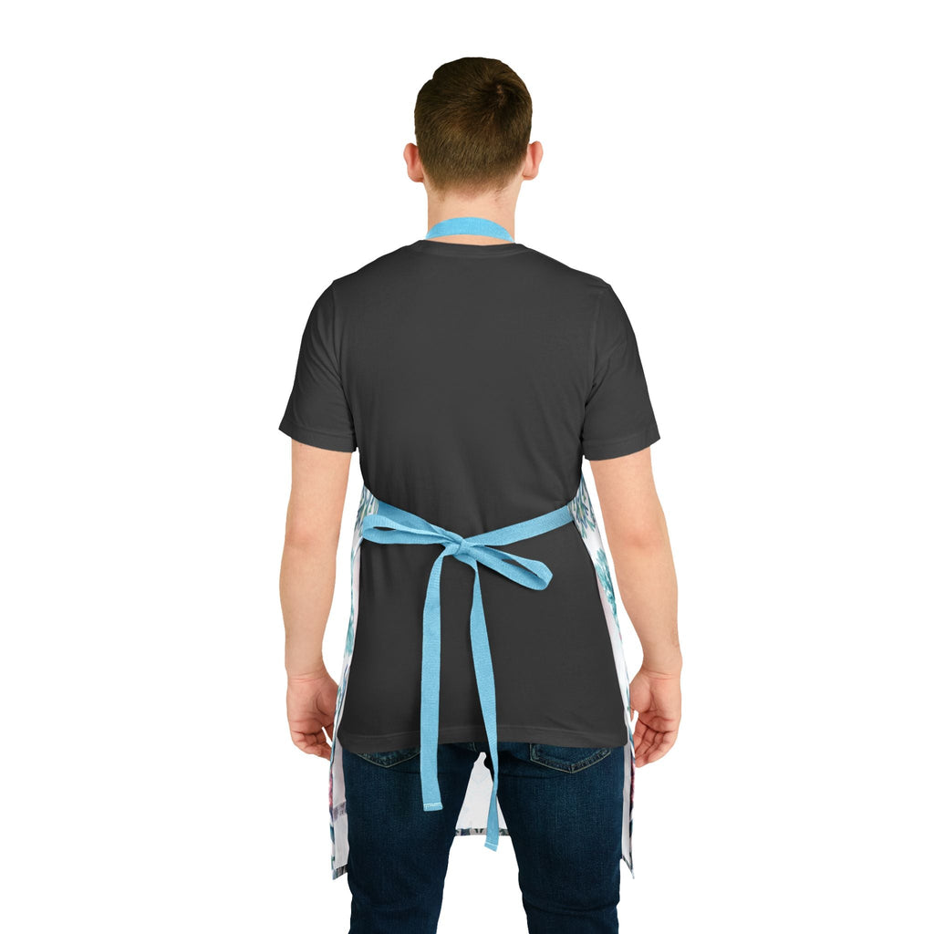 Coral Patterned Apron with 5 - Color Straps - Blue Cava