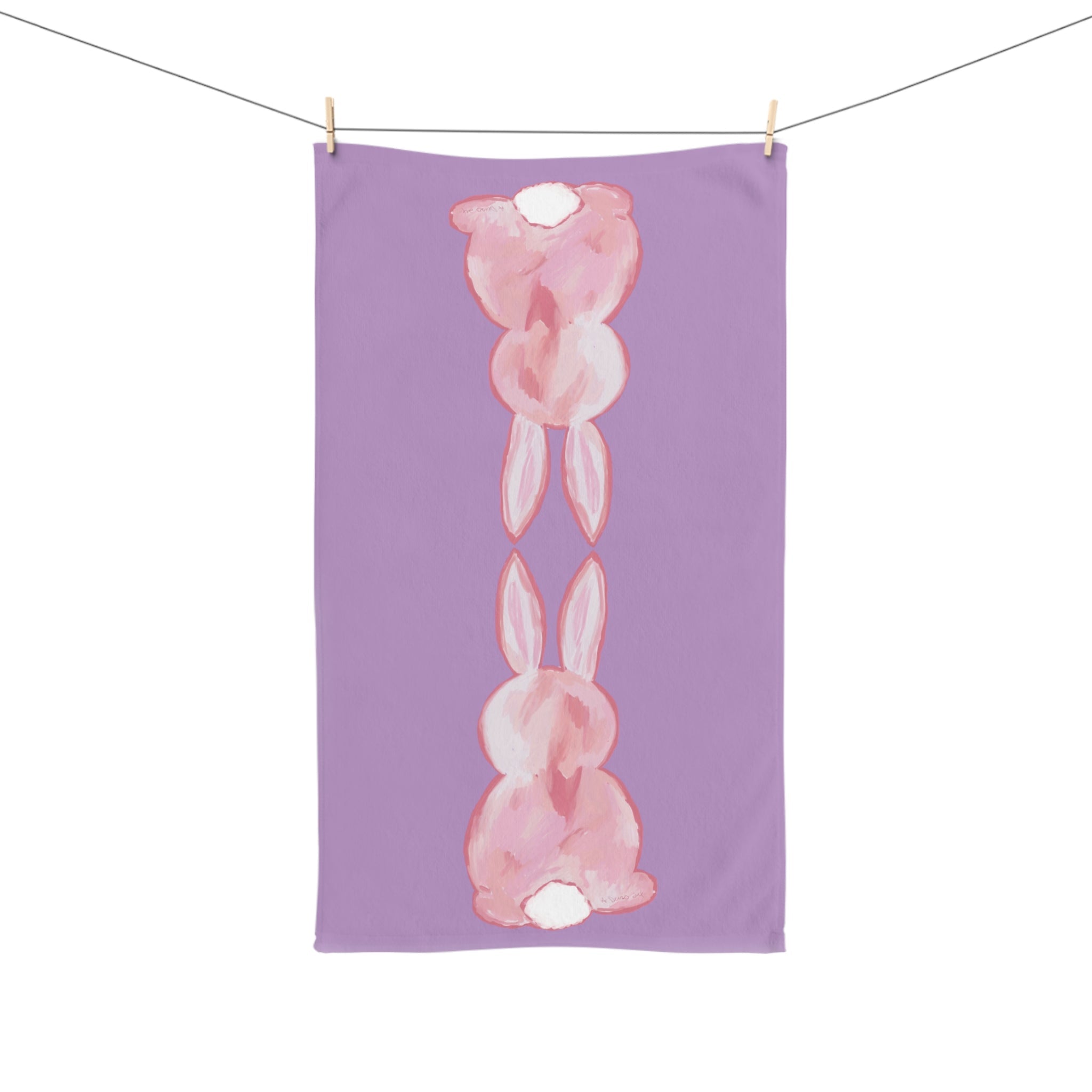 Cottontail Bunny Cotton Hand Towel - Blue Cava