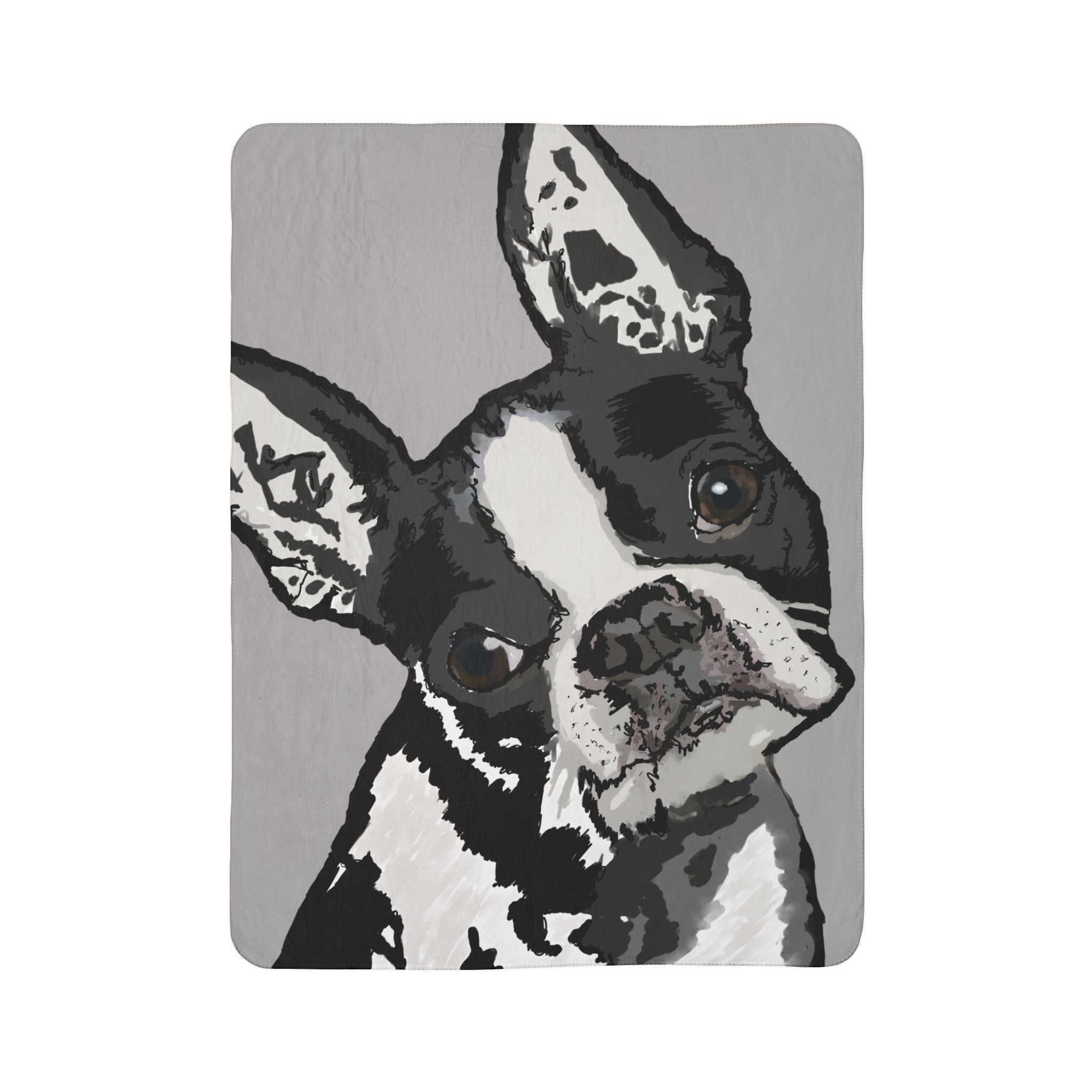 Cozy Boston Terrier Dog Lover Fleece Sherpa Blanket - Blue Cava