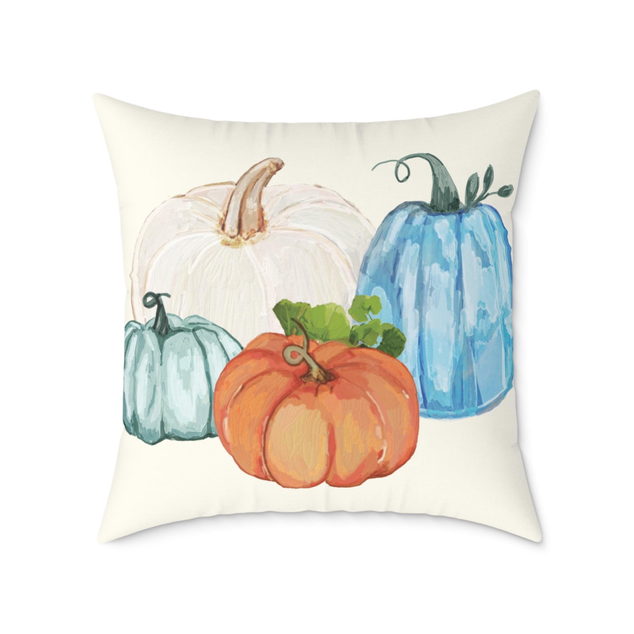 Cozy Fall Pumpkin Pillow, Autumn Decor, Harvest Home Accent, Farmhouse Style Pillow - Blue Cava