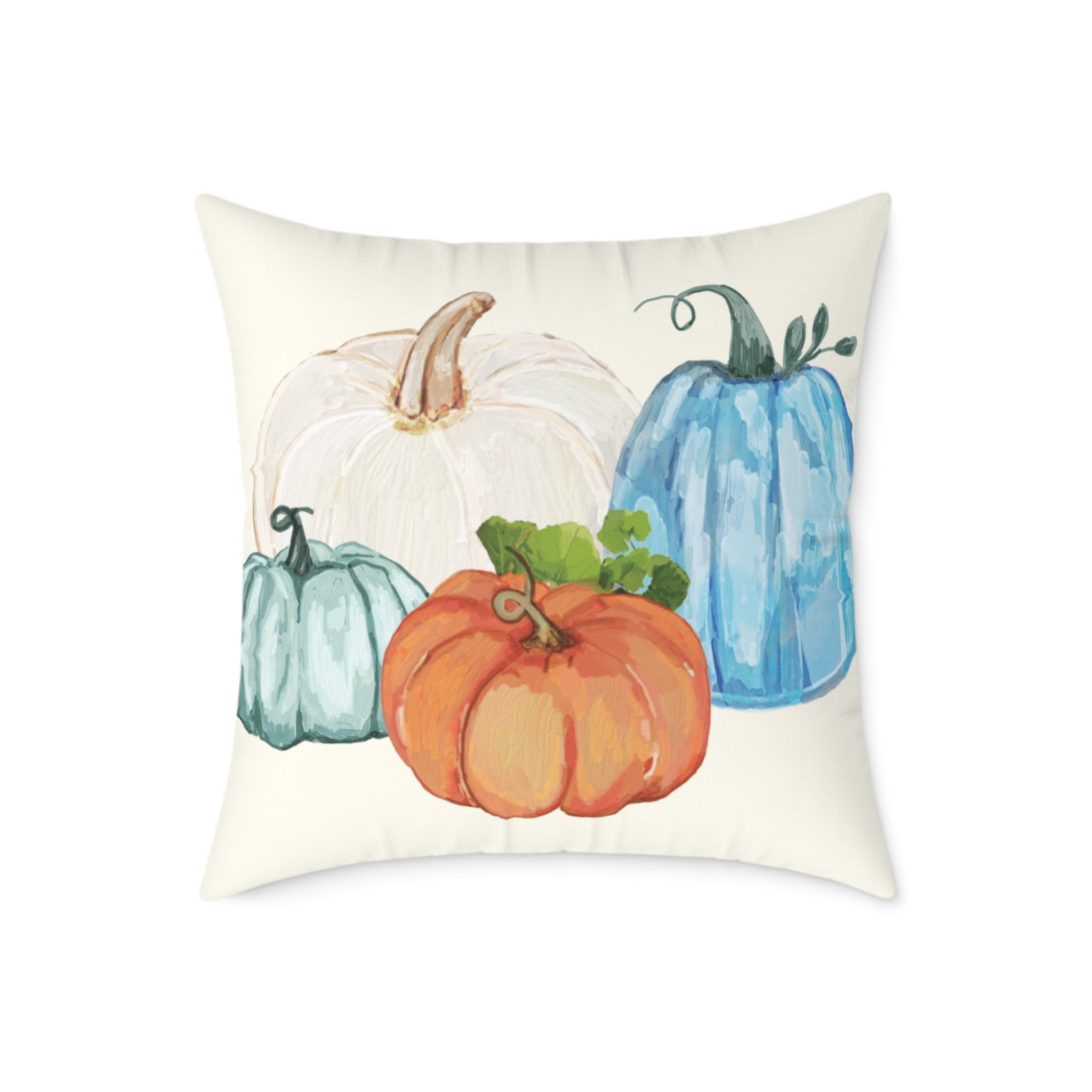 Cozy Fall Pumpkin Pillow, Autumn Decor, Harvest Home Accent, Farmhouse Style Pillow - Blue Cava