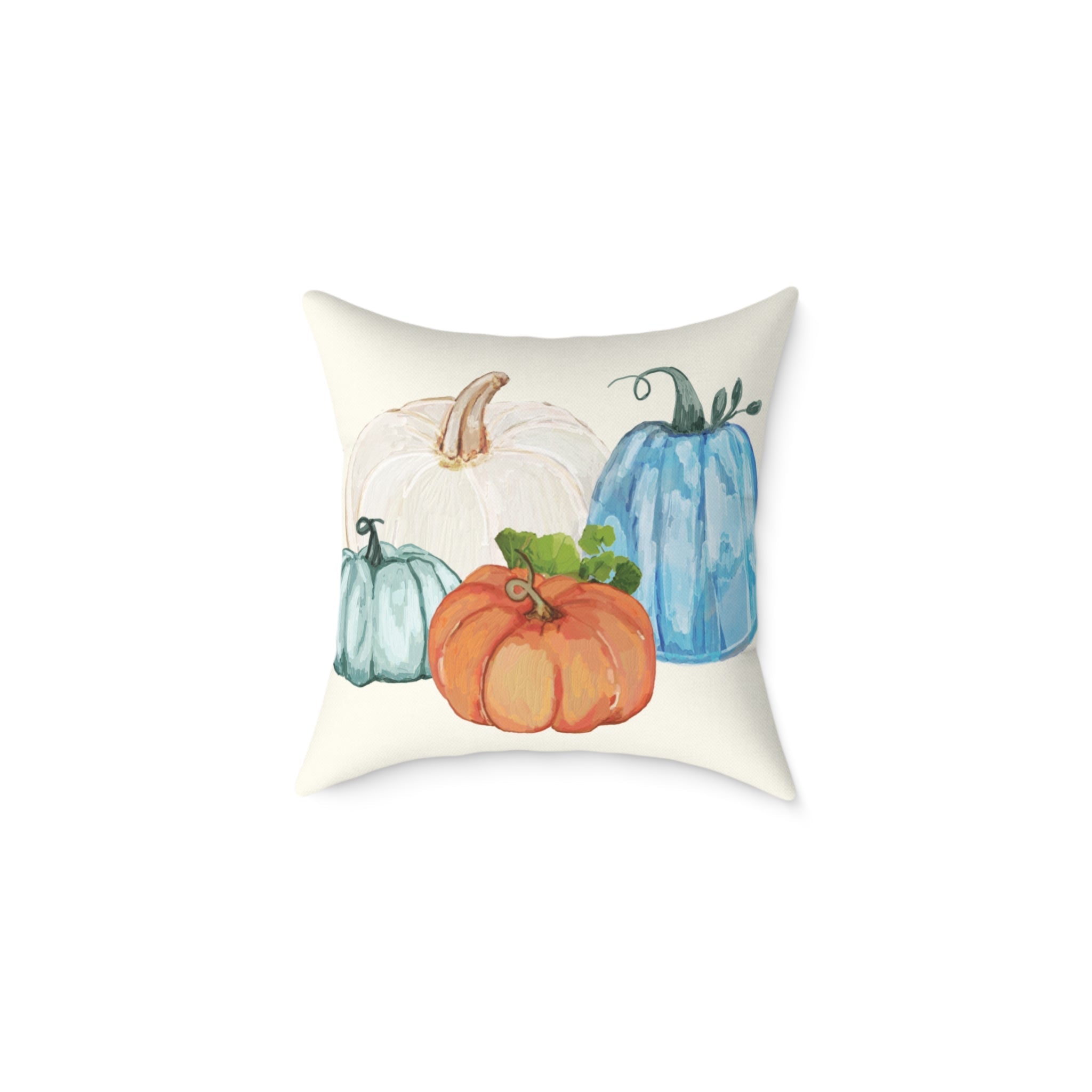 Cozy Fall Pumpkin Pillow, Autumn Decor, Harvest Home Accent, Farmhouse Style Pillow - Blue Cava