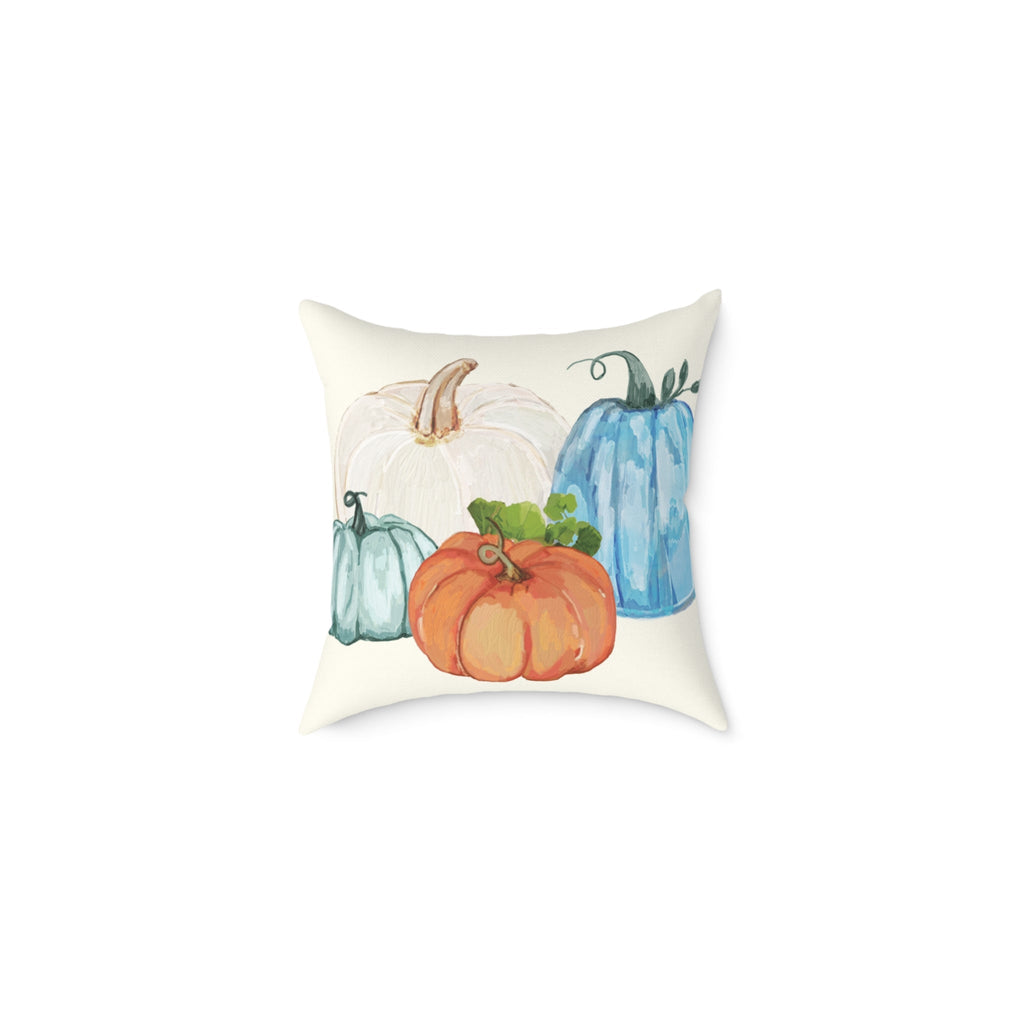 Cozy Fall Pumpkin Pillow, Autumn Decor, Harvest Home Accent, Farmhouse Style Pillow - Blue Cava