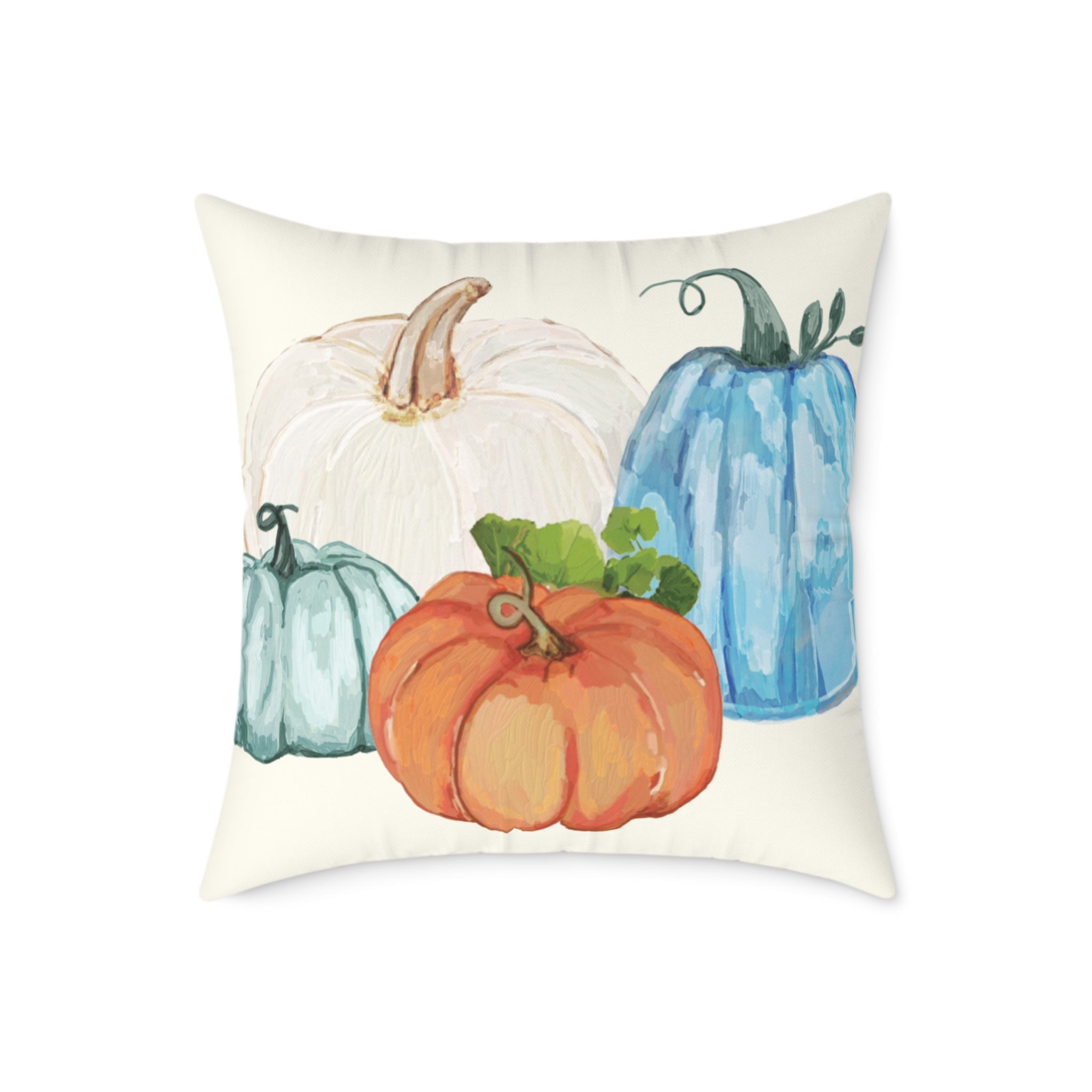 Cozy Fall Pumpkin Pillow, Autumn Decor, Harvest Home Accent, Farmhouse Style Pillow - Blue Cava
