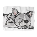 Cozy French Bulldog Sleeping Dog Portrait Sherpa Fleece Blanket - Blue Cava