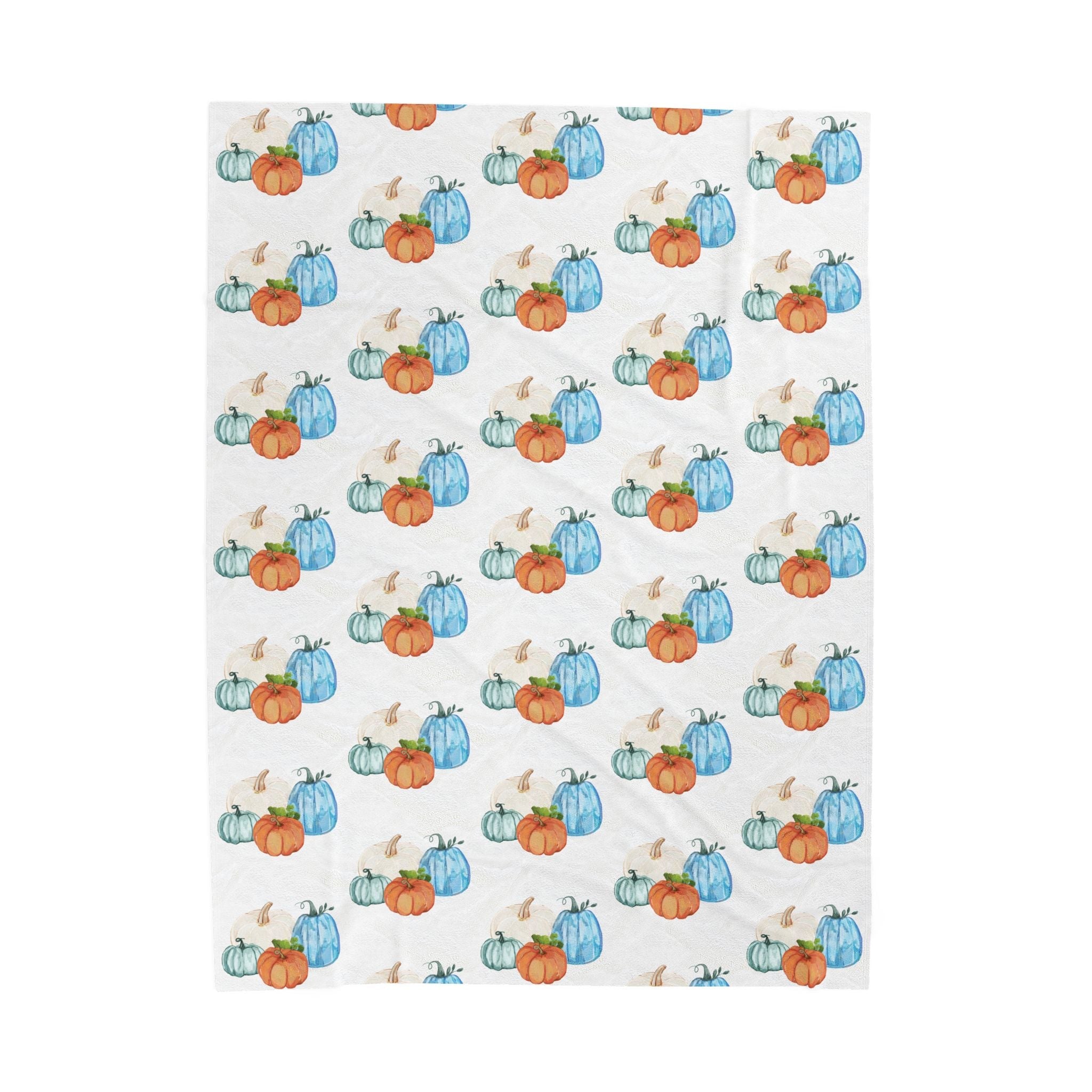 Cozy Pumpkin Plush Blanket, Fall Decor, Soft Throw for Autumn, Seasonal Gift, Warm Home Accessory - Blue Cava