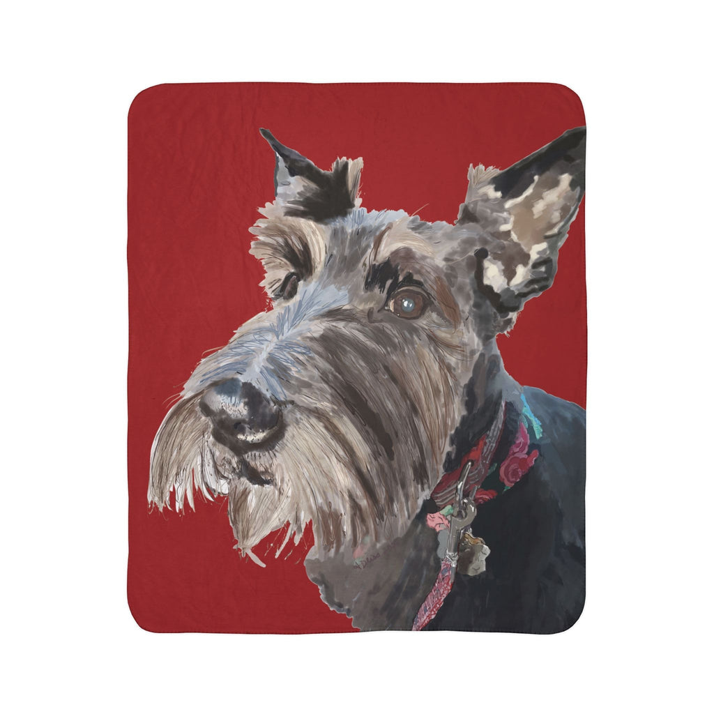 Cozy Scottish Terrier Dog Lover Fleece Sherpa Blanket | Pet Gift, Home Decor - Blue Cava