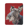 Cozy Scottish Terrier Dog Lover Fleece Sherpa Blanket | Pet Gift, Home Decor - Blue Cava