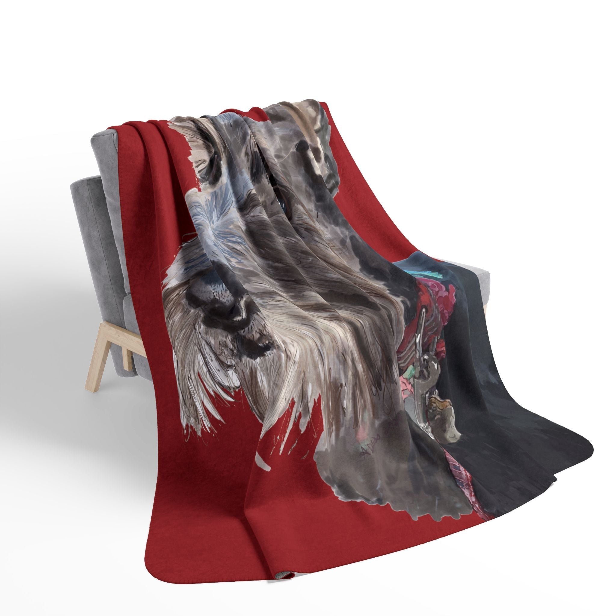 Cozy Scottish Terrier Dog Lover Fleece Sherpa Blanket | Pet Gift, Home Decor - Blue Cava