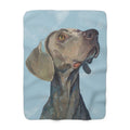 Cozy Weimaraner Dog Pet - Inspired Sherpa Blanket, Dog Lover Gift - Blue Cava