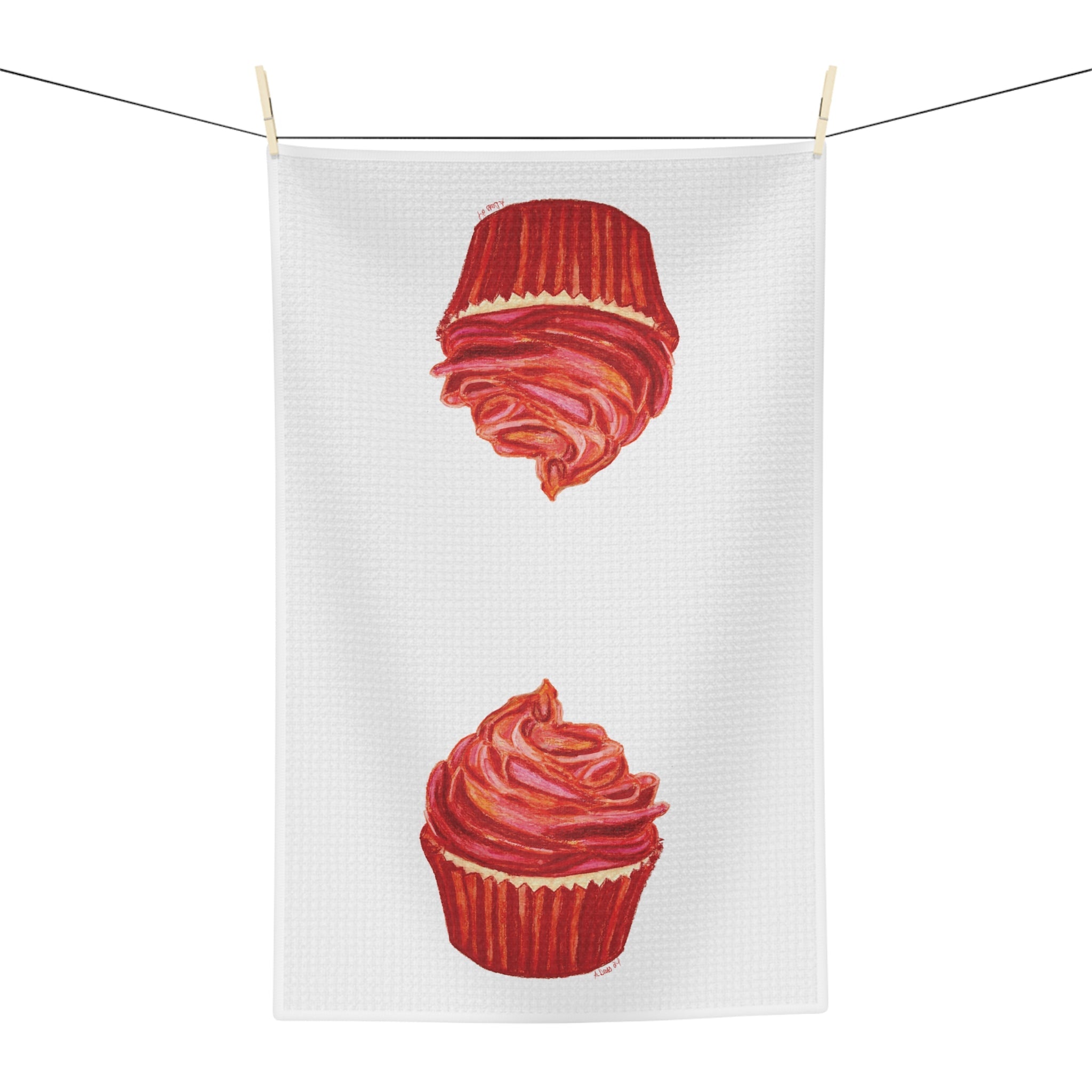 Cupcake Microfiber Waffle Kitchen Towel - Blue Cava