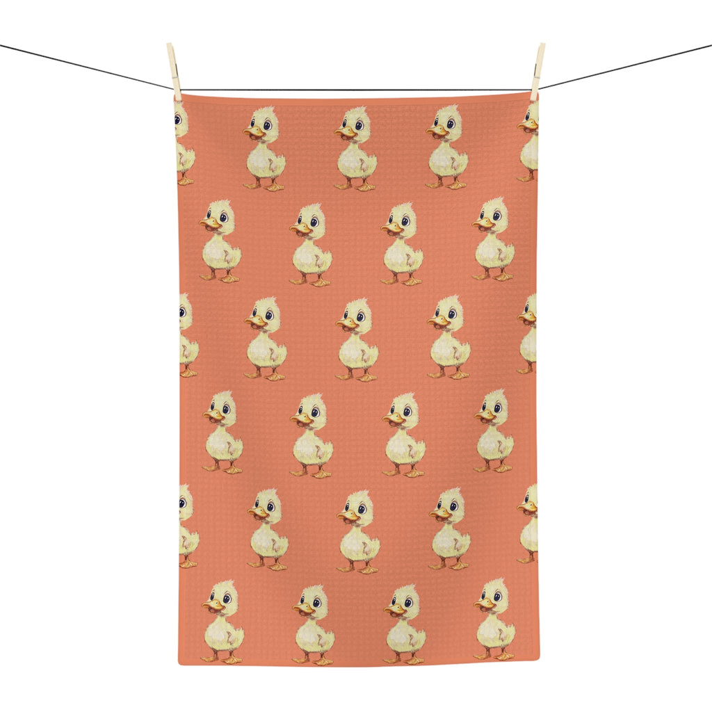 Cute Duckling Microfiber Waffle Kitchen Towel - Blue Cava