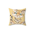 Cute Tiger Square Throw Pillow - Cozy Nursery Decorative Pillow, Kids Room Accent - Blue Cava