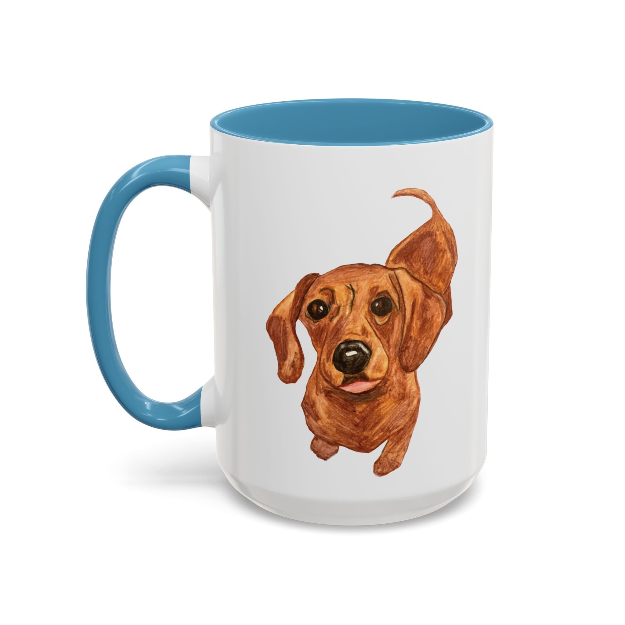Dachshund Two Tone Ceramic Coffee Mugs - Blue Cava